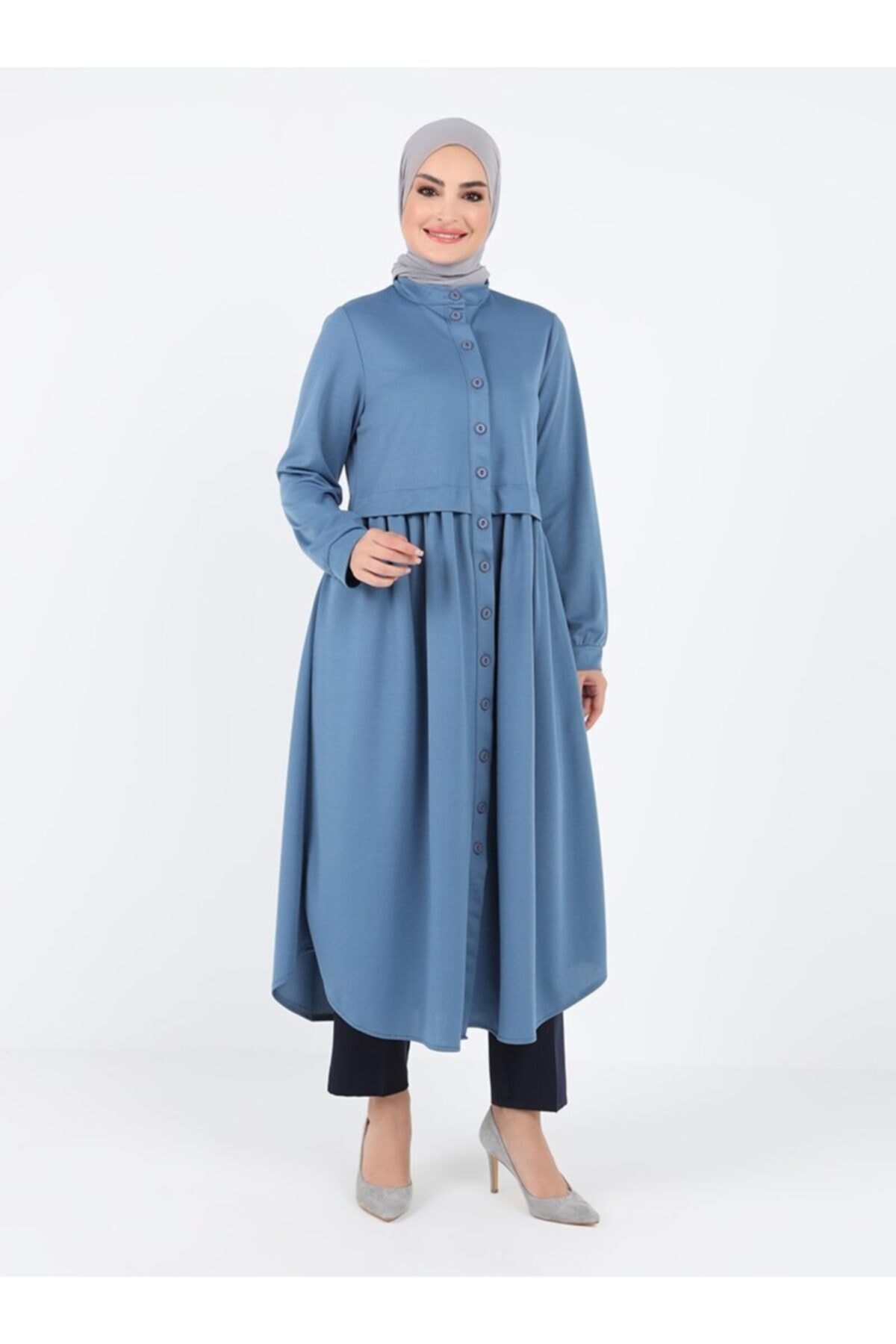 Tavin Boydan Düğmeli Kap - Mavi -