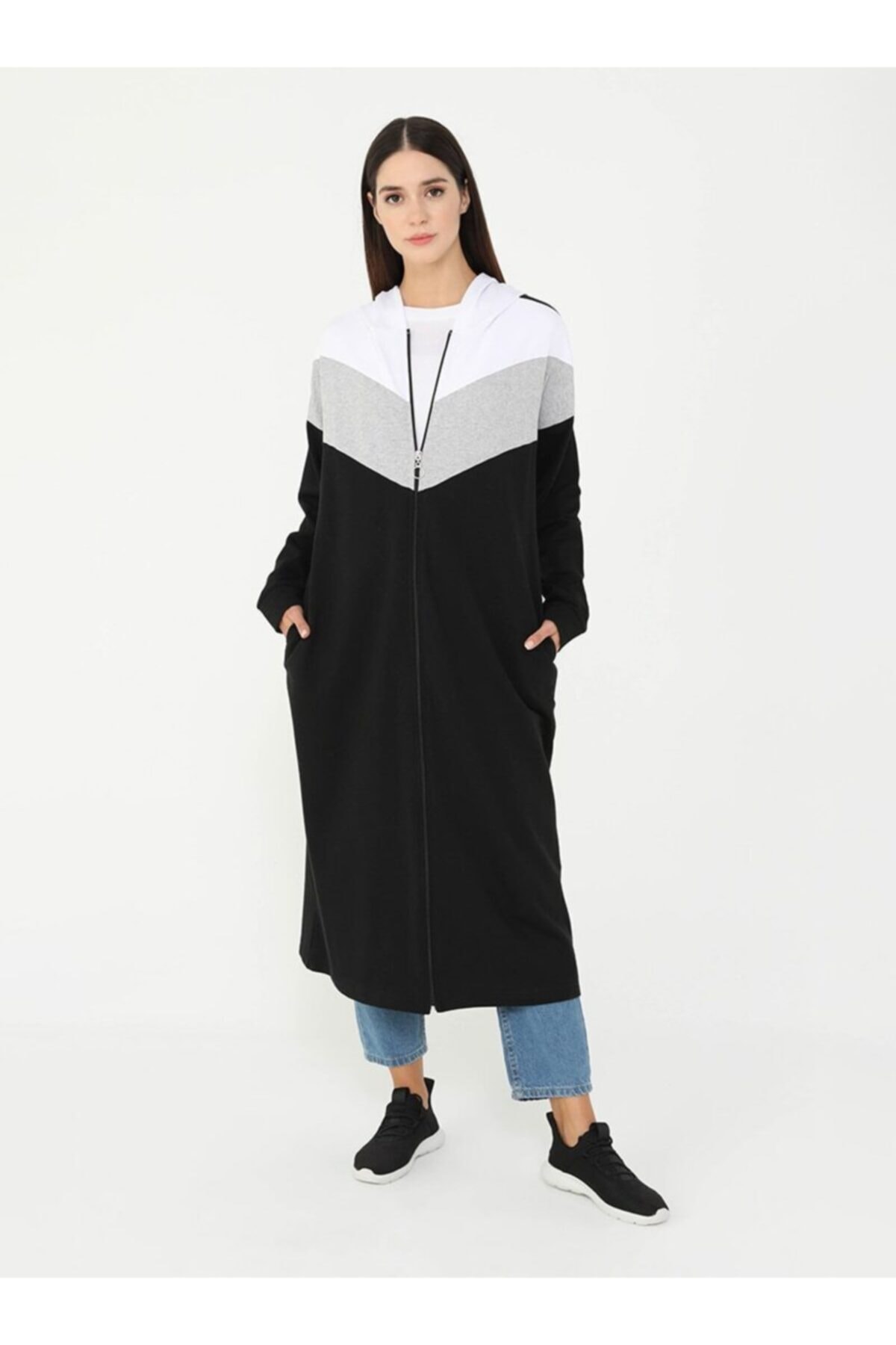 Tavin Gizli Cepli Kapüşonlu Spor Beyaz