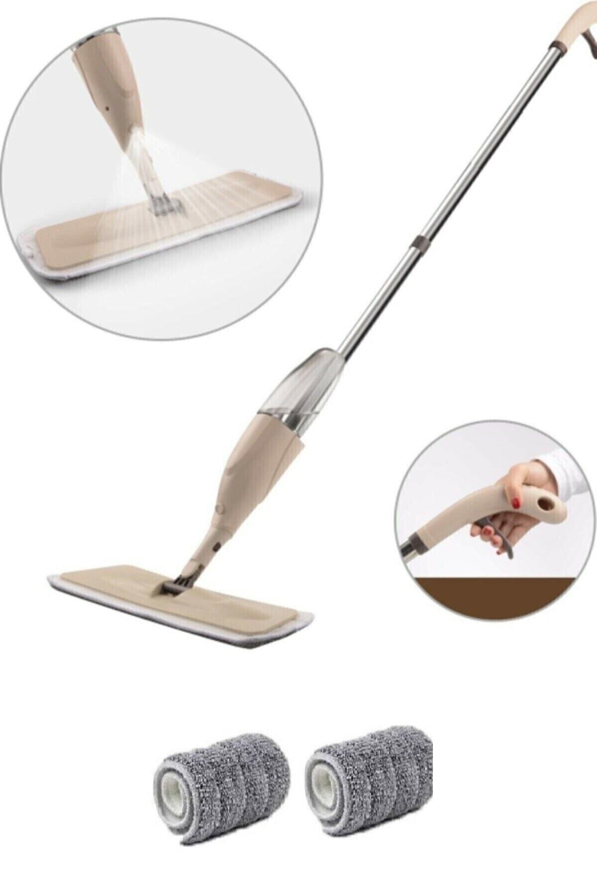 Hünkar Concept Sprey Mop Yeni Nesil Pratik Temizlik Seti Krem 2 Adet Yedek Bezli
