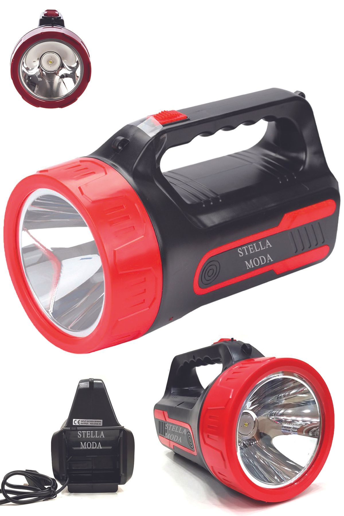 STELLA MODA Ps-2228 Projektör El Feneri Avcı Feneri Power Led 8w Şarjlı El Feneri Uzun Menzilli Ergonomik Tasarı