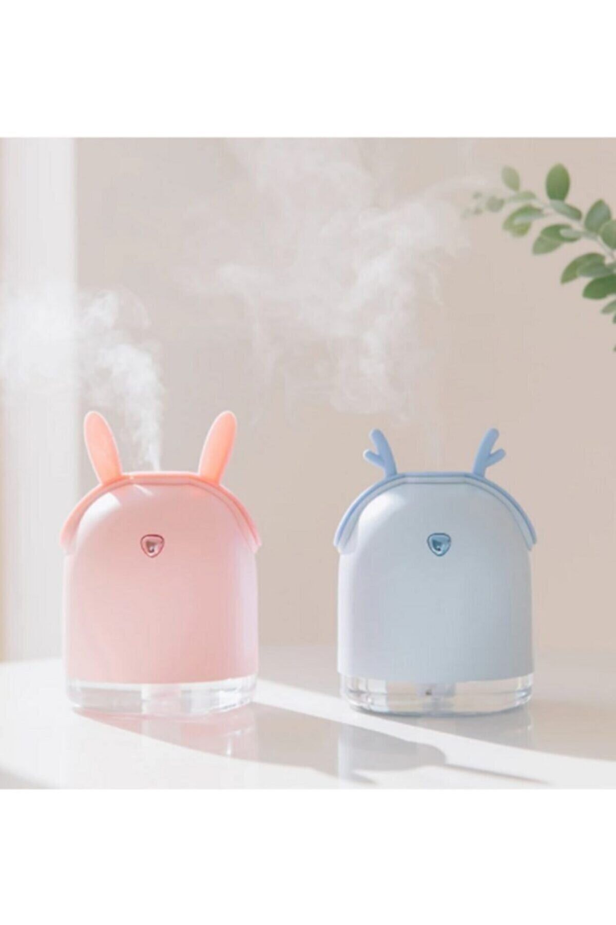 RAYLAX Hava Nemlendirici Mini Kablosuz Led Işıklı Buhar Makinesi Sevimli Kulaklar 250ml