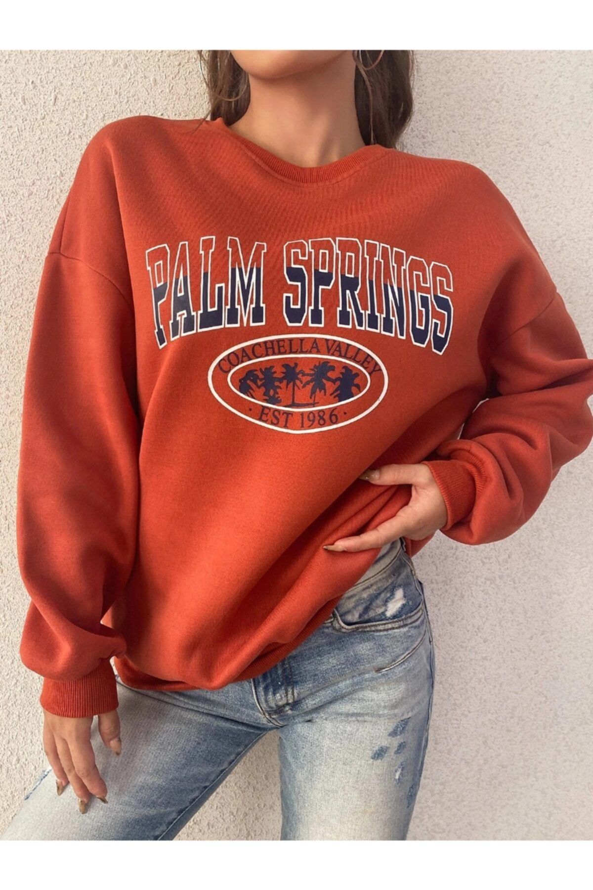 K&H TWENTYONE Turuncu Palm Spring Oversize Sweatshirt