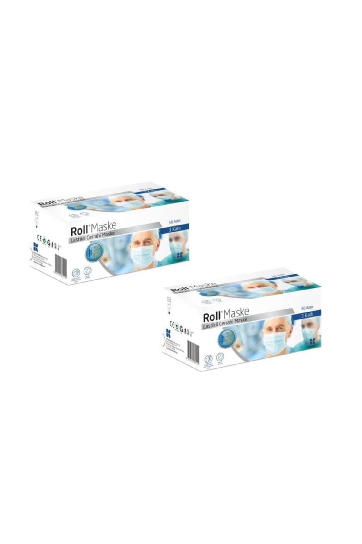 Roll Cerrahi Maske 3 Katlı Tekli Zarf 50li 2 Paket 100 Adet
