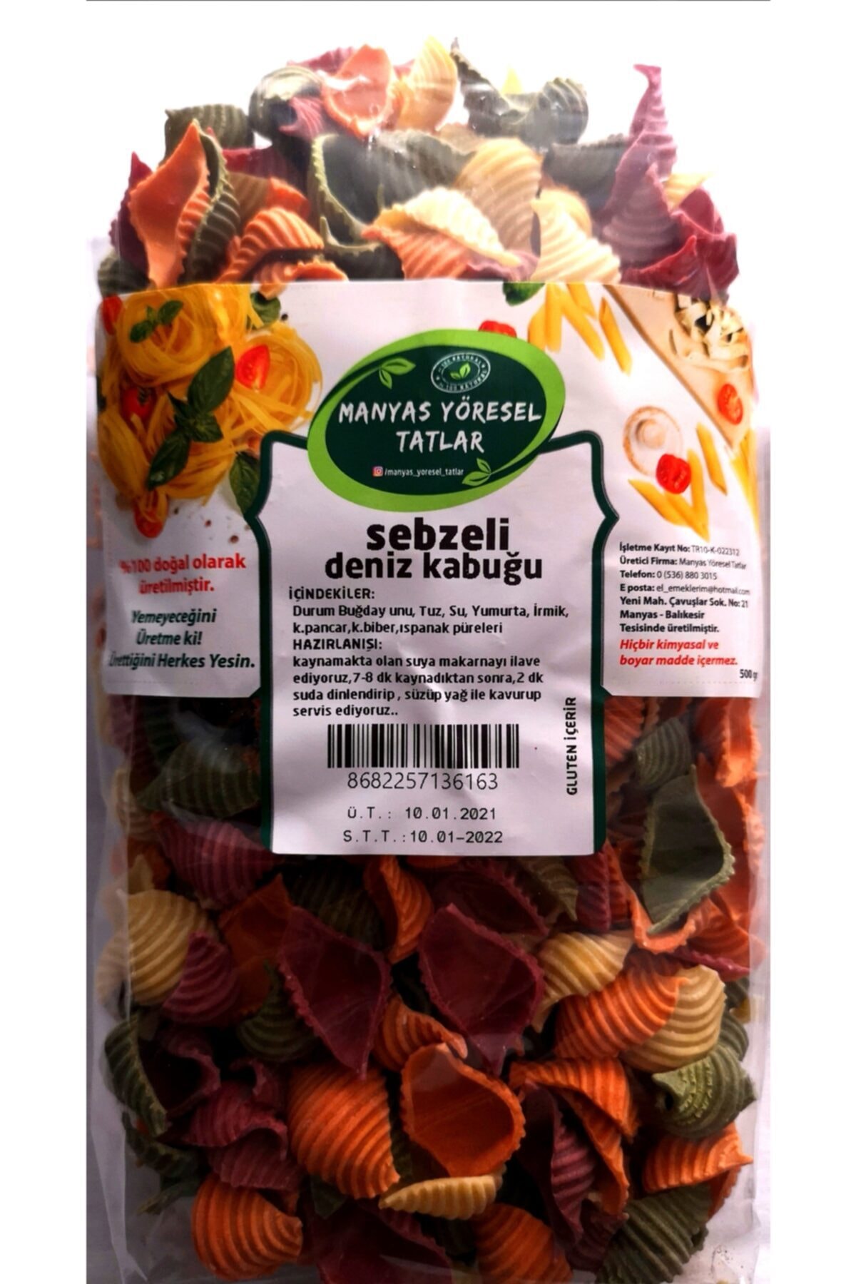 Manyas Yöresel Tatlar Manyas Yöresel Sebzeli Deniz Kabuğu Makarna 500 Gr