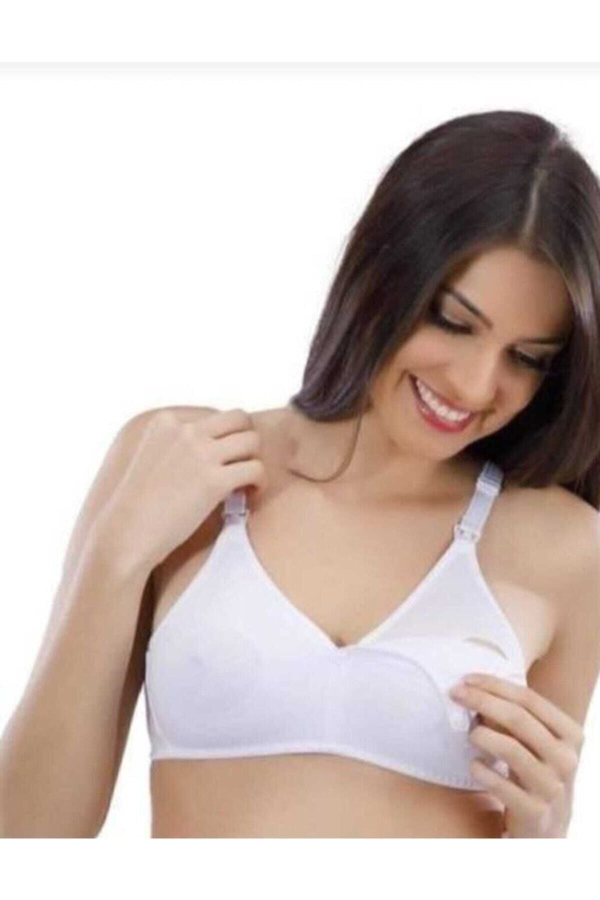 Liza Kadın Beyaz Penye Pamuklu Kolay Açılabilir Kancalı Emzirme Südyeni