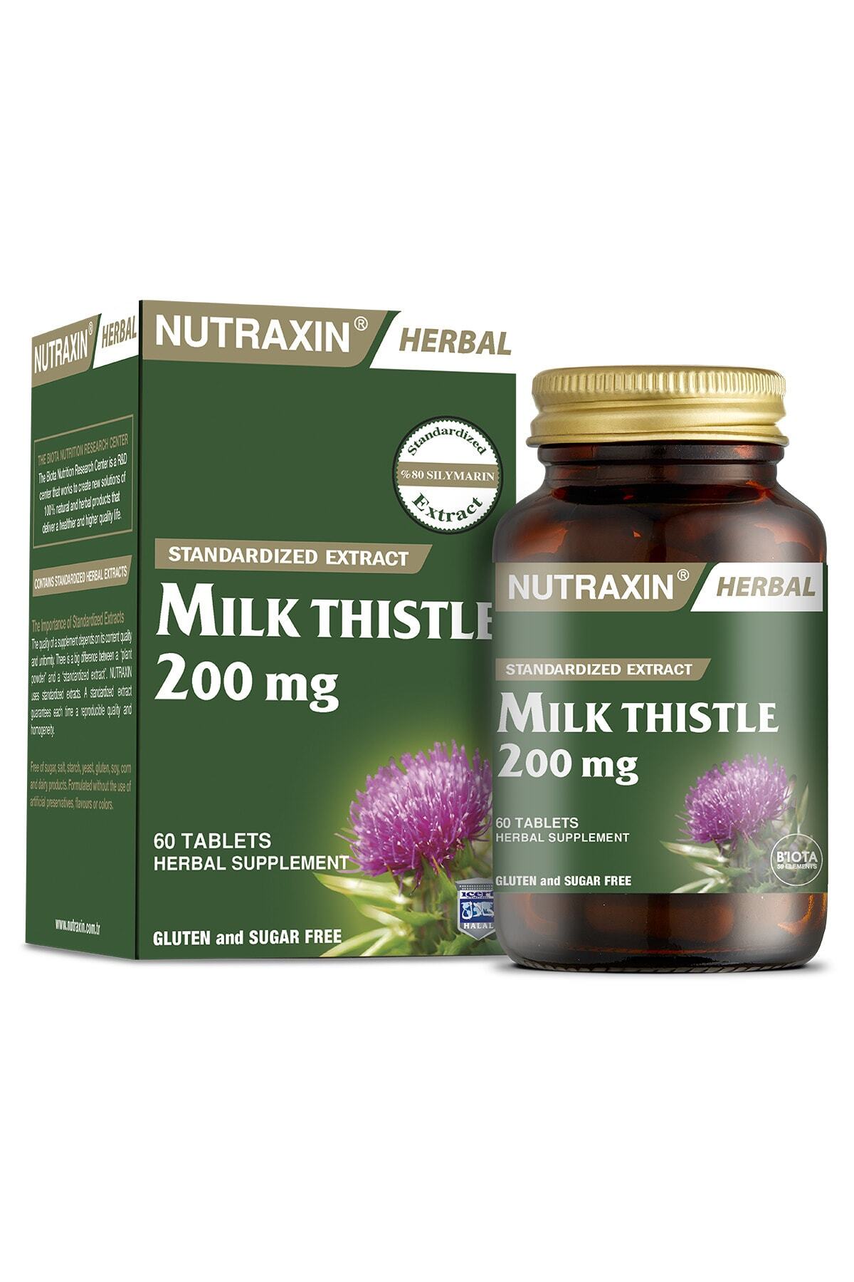 Nutraxin Herbal Milk Thistle 200 Mg 60 Tablet Deve Dikeni + 1 Adet Saşe Kolajen