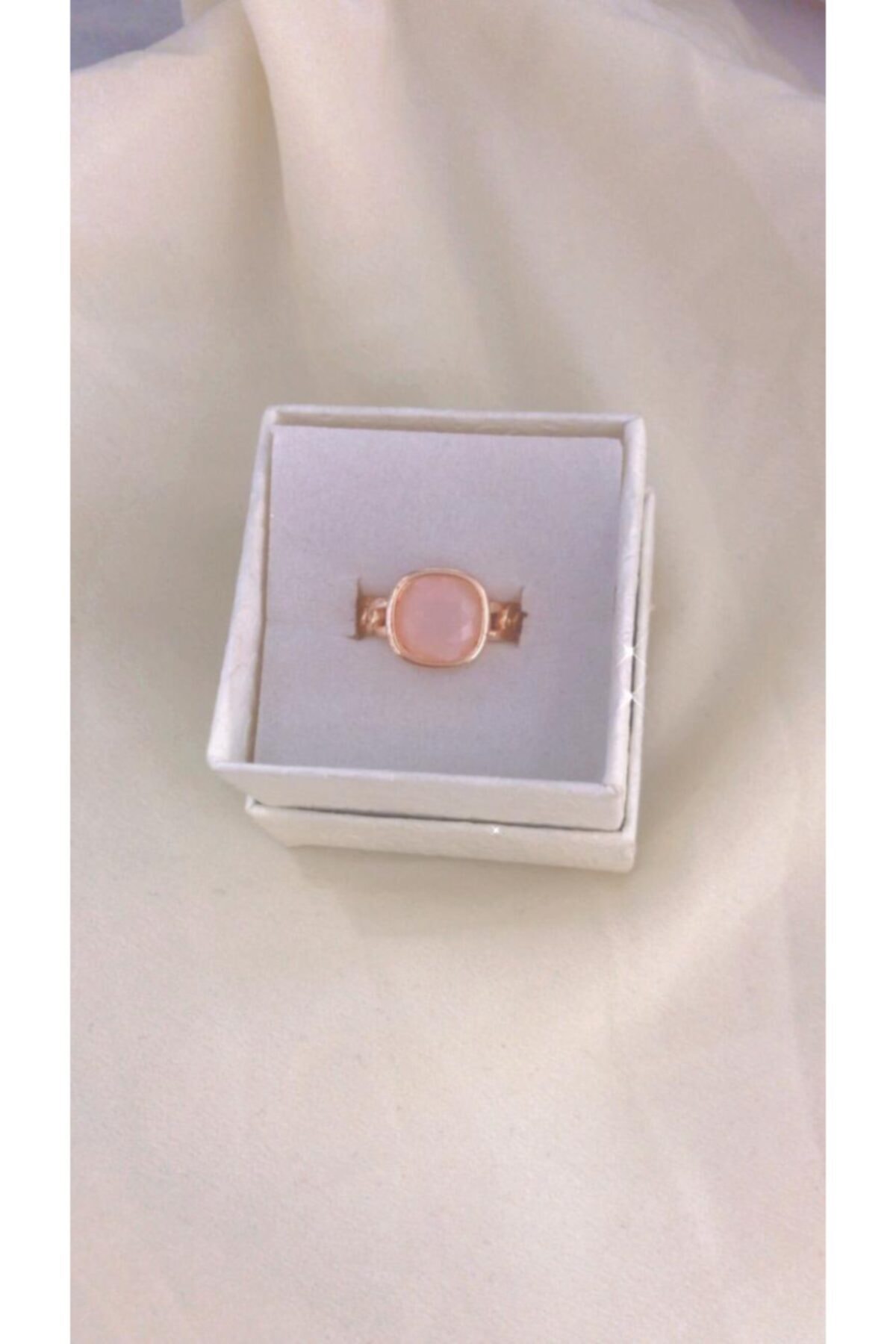 Zey Tasarım Pembe Taşlı Çelik Yüzük