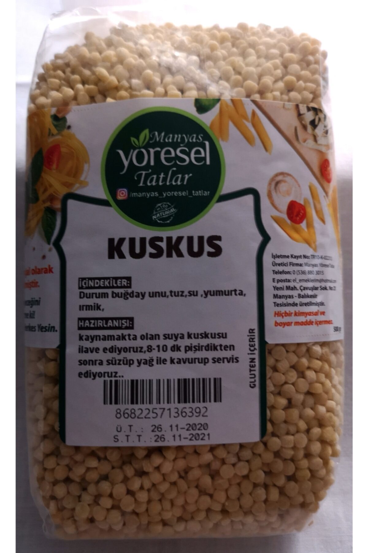Manyas Yöresel Tatlar Manyas Yöresel Kuskus Sade 500 Gr