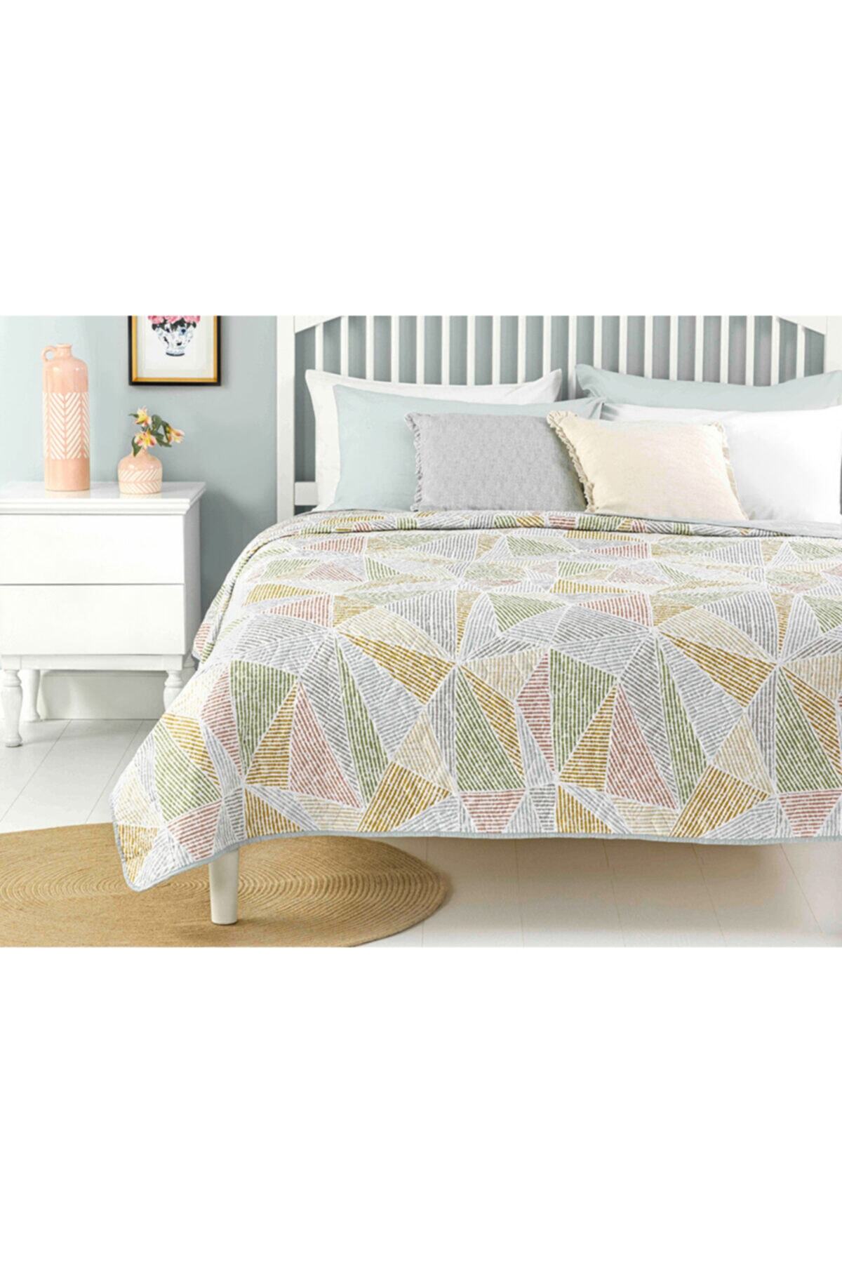 English Home Deltoid Çift Kişilik Çok Amaçlı Yatak Örtüsü 200x220 Cm Sarı