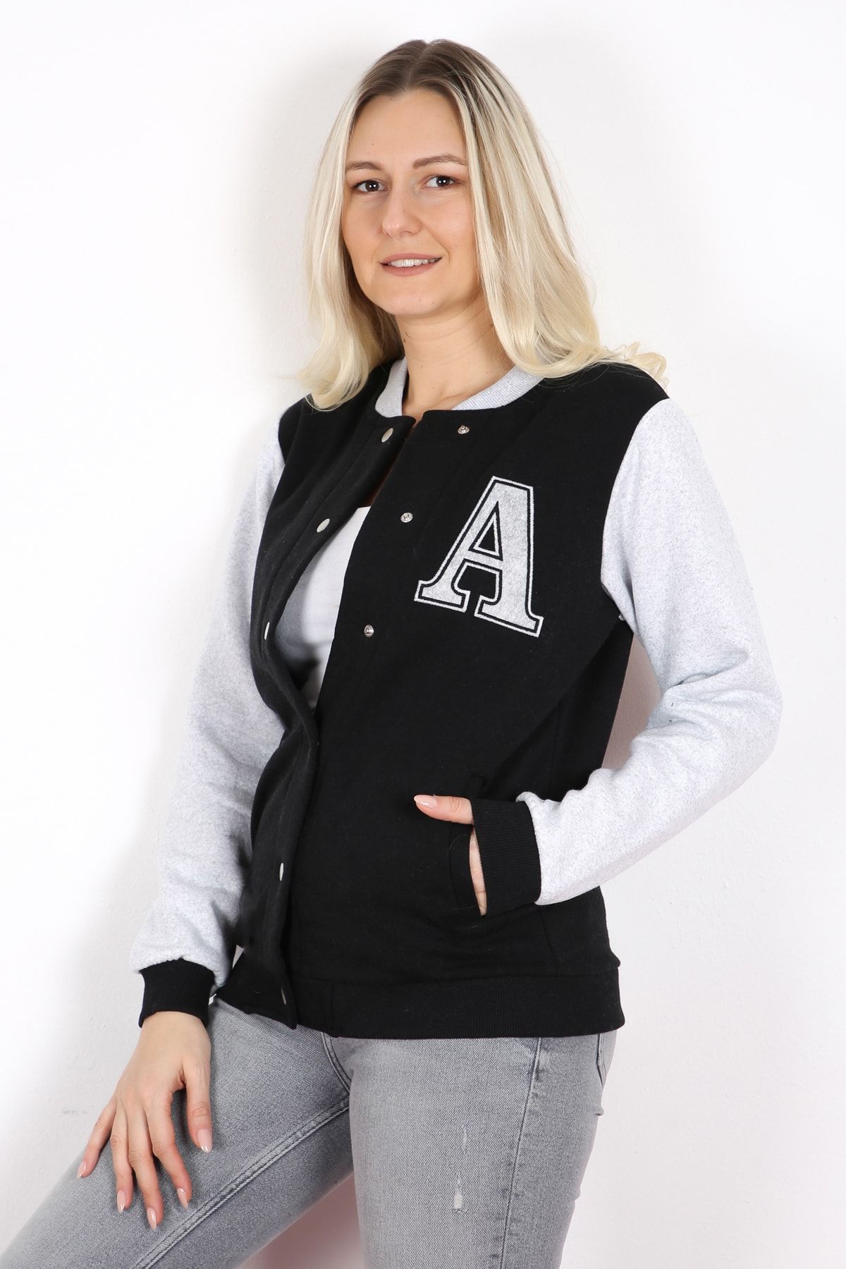NOBLESTYLE Kadın Siyah A Kolej Hırka-ceket