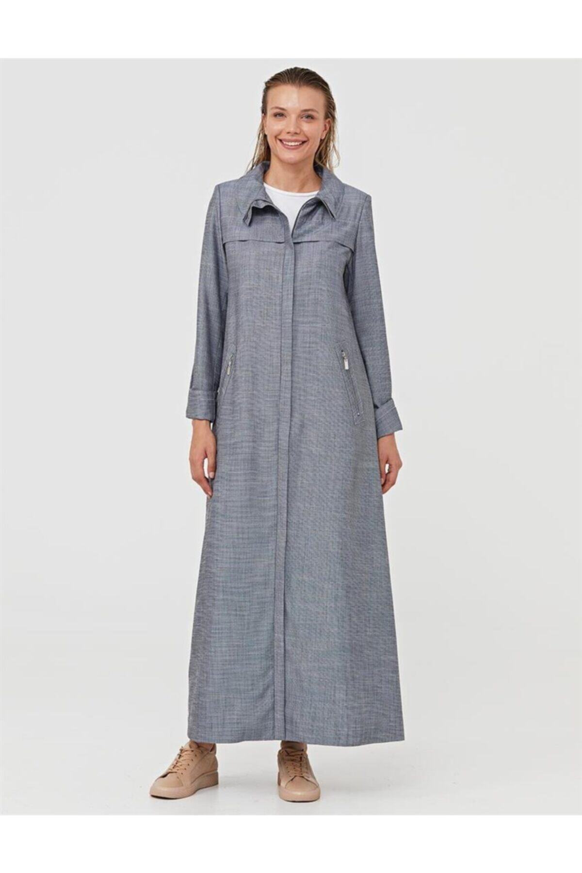 Kayra Fermuarlı Gri Pardesü