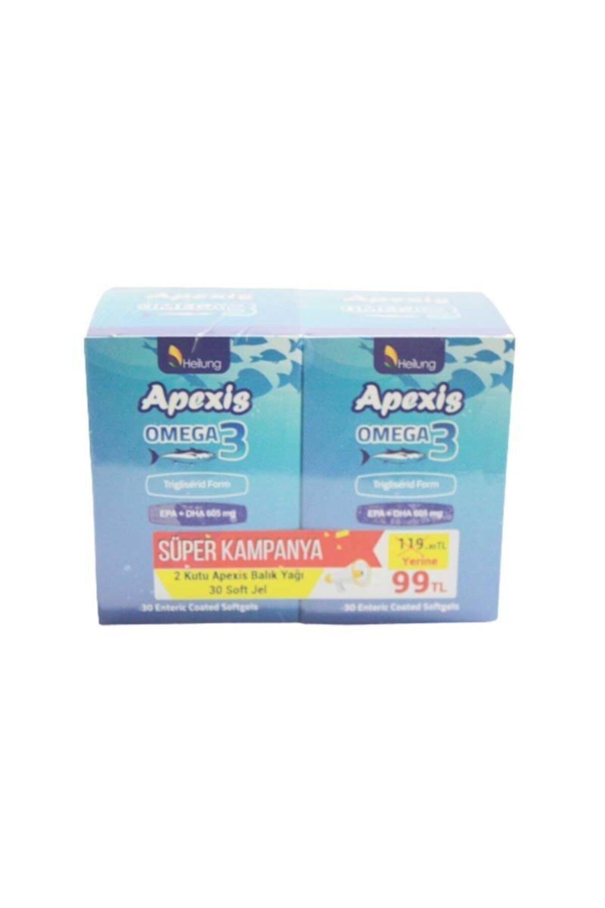 Apexis Omega3 Soft Gel 30 Kapsül Ikili Set