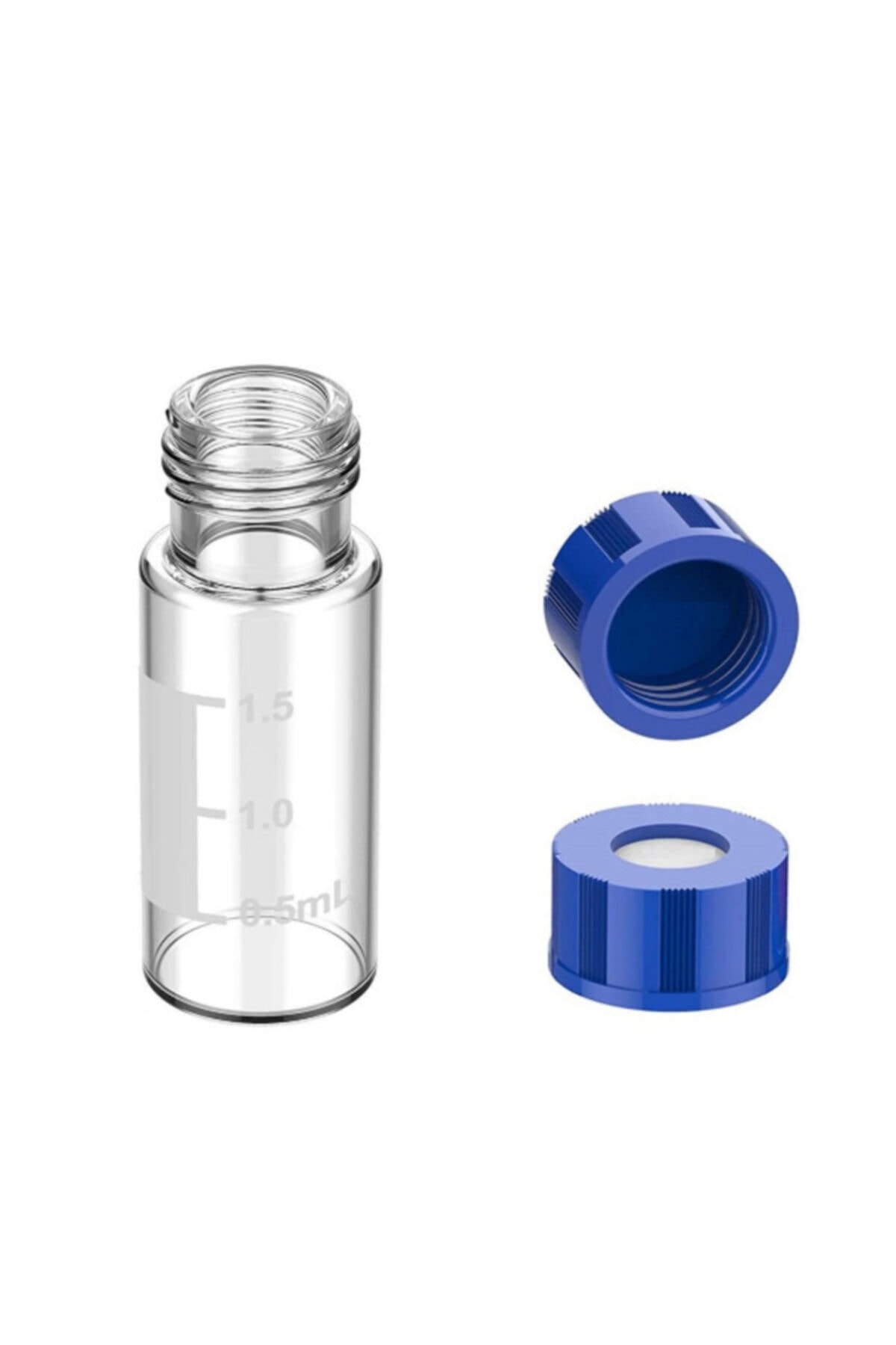 Borox Cam Vial Kapaklı 2 Ml Şeffaf Mavi Vial Kapağı N9 9 Mm Ptfe Septa Silikon Yarıksız
