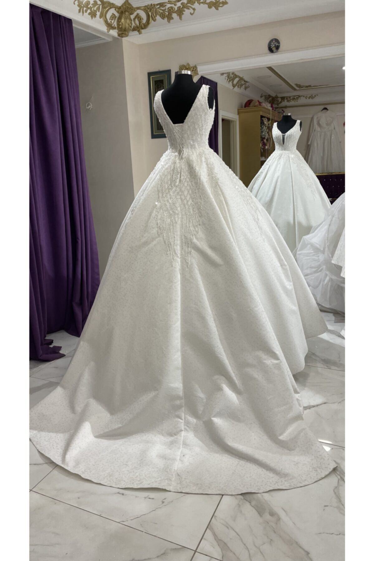 Ferda Moda Simli Saten Gelinlik