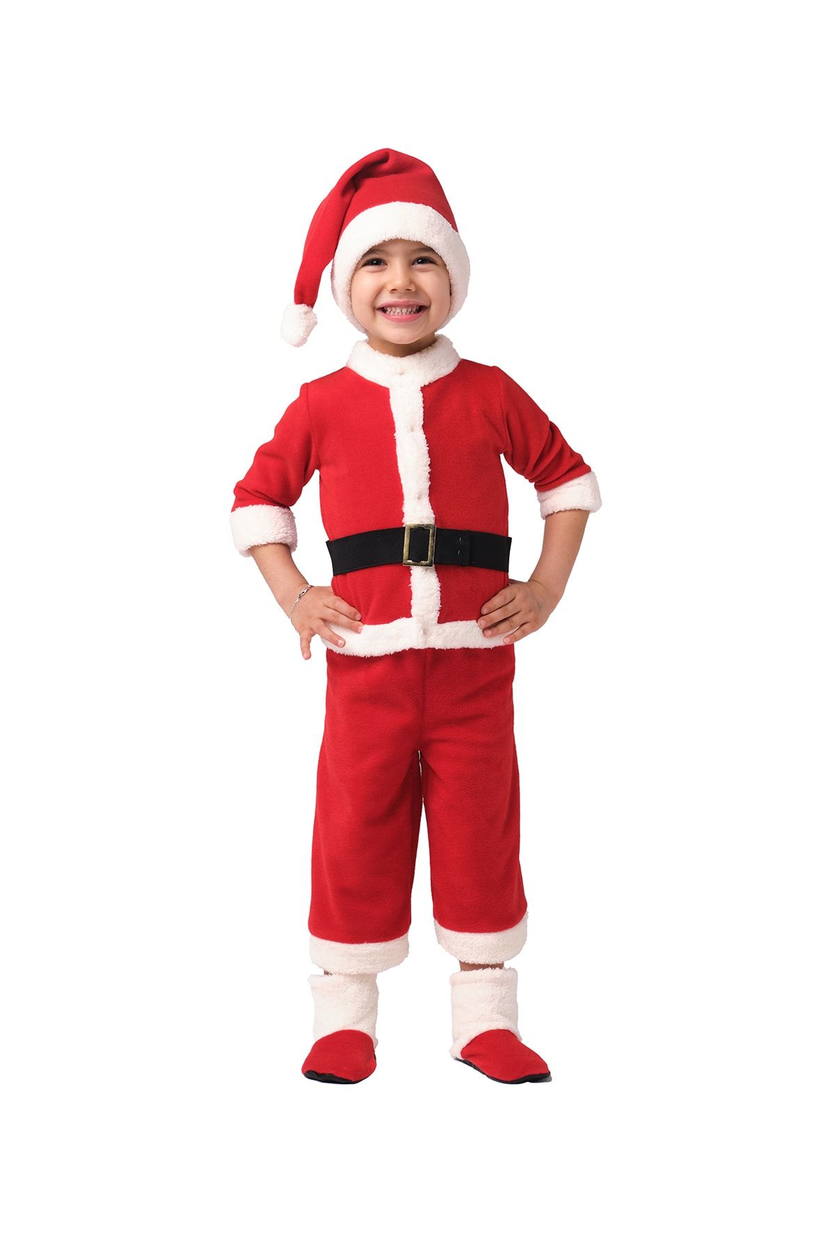 Tülü Akkoç Noel Baba Çocuk Yılbaşı Lüks Kostüm 5 Parça