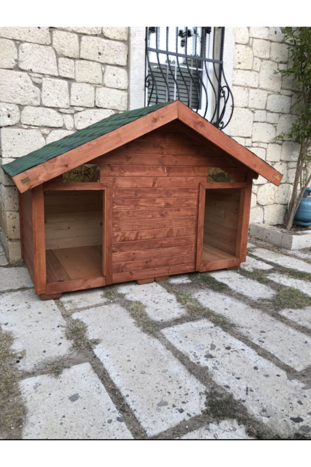 Ağaçkakan Köpek Kulübesi İkili Ahşap