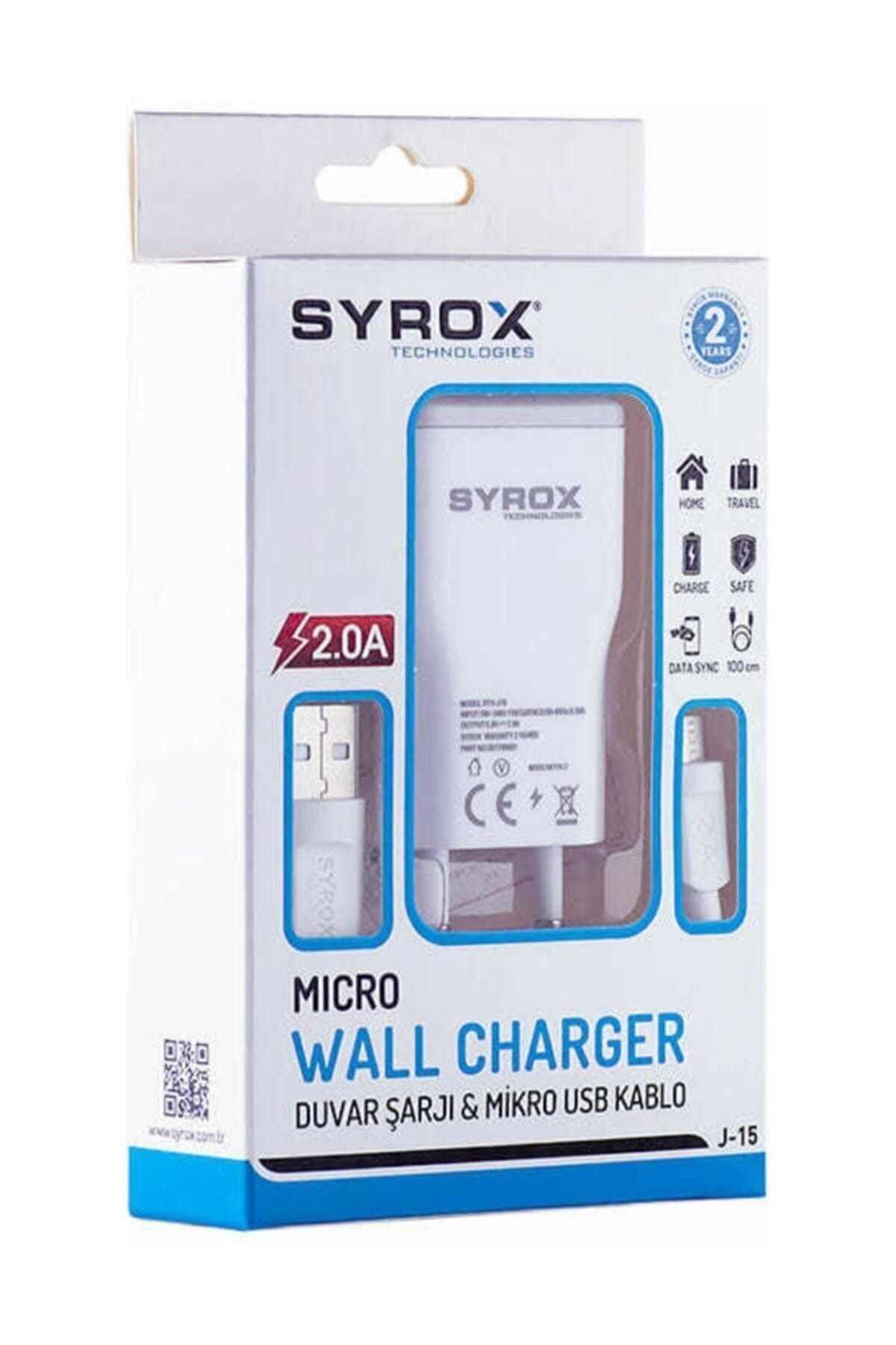 Syrox Micro Usb Hızlı Şarj Aleti 2.0 Amper Micro Şarj Başlığı ve Kablo