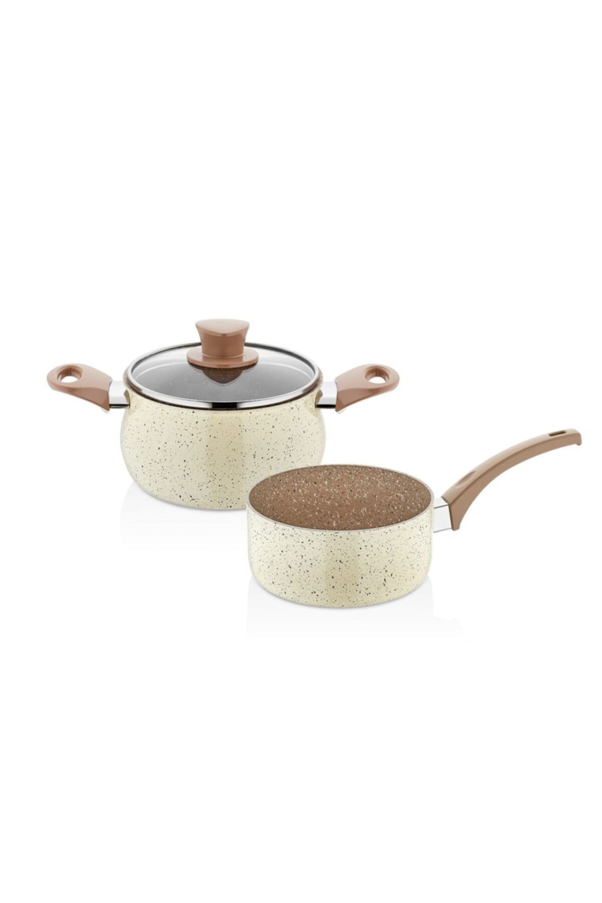 EWs Kitchenwaree Krem Renk 14 cm Güveç Granit Sütlük Cezve