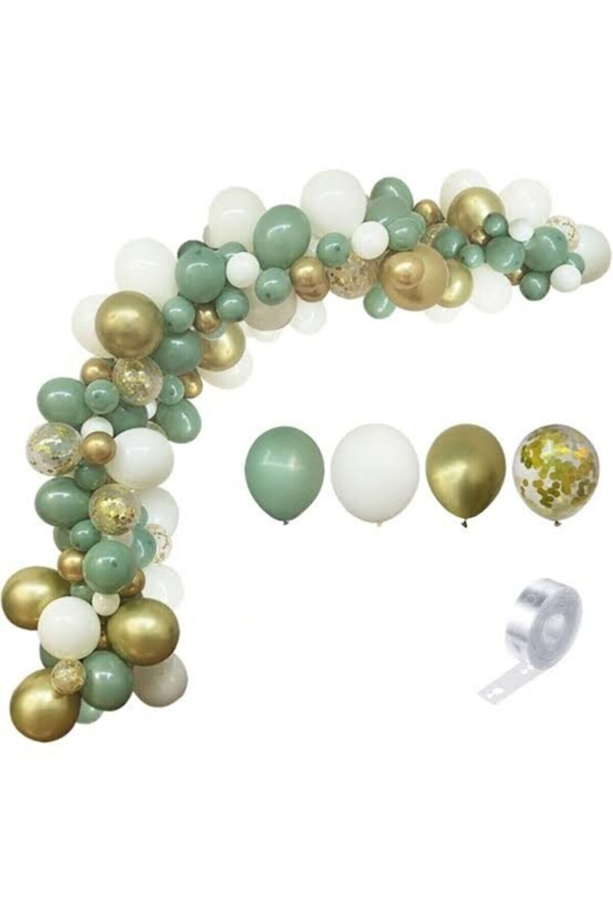 BAL10 DÜNYASI Küf Yeşili Gold Krom Balonlu Balon Zinciri