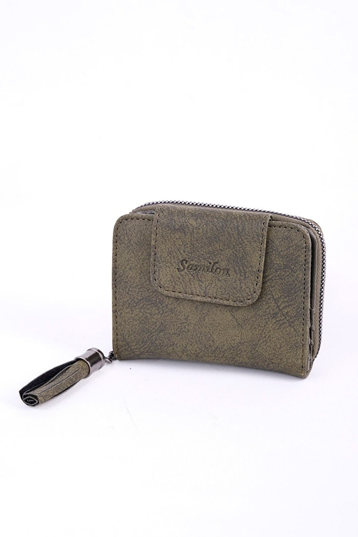 samilon Çok Gözlü Kadın Cüzdanı Suni Deri Haki Rengi