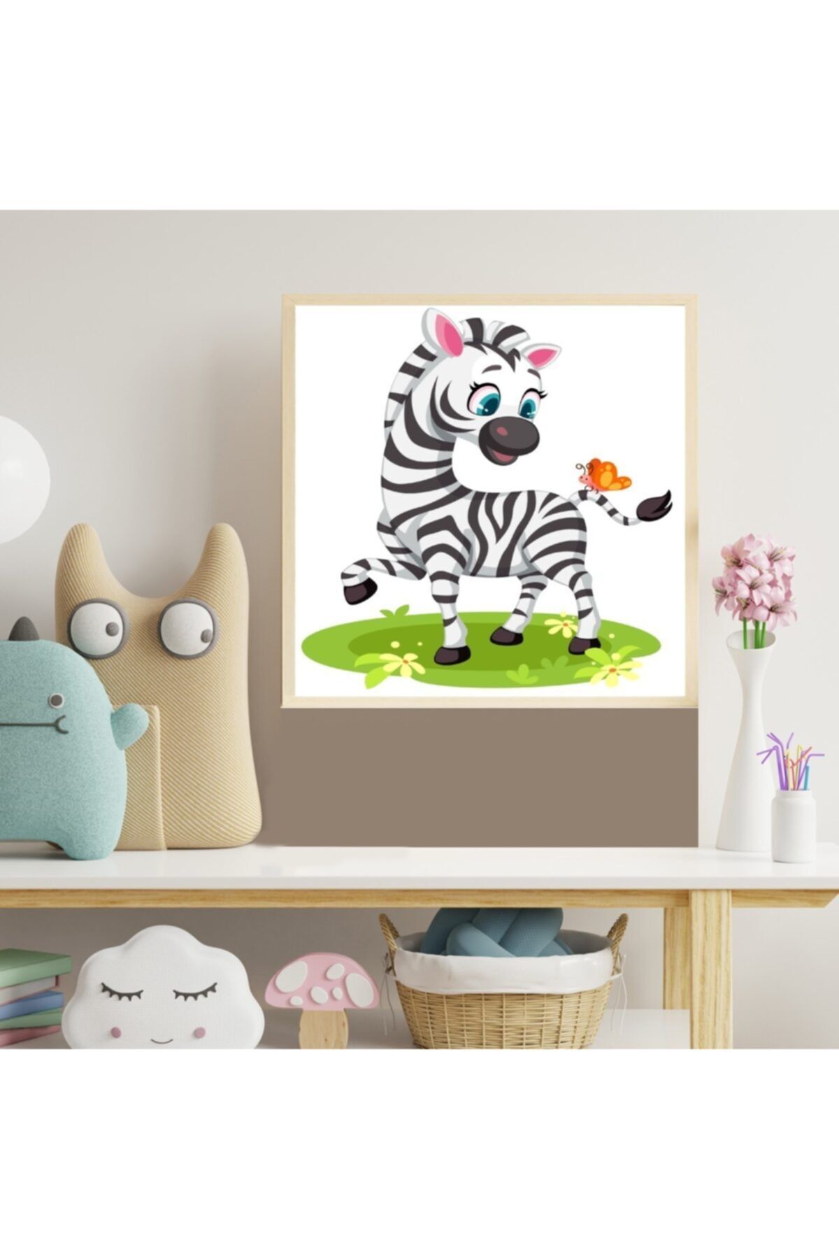 Deko Gonya Zebra Çocuk Odası Ahşap Çerçeve Tablo
