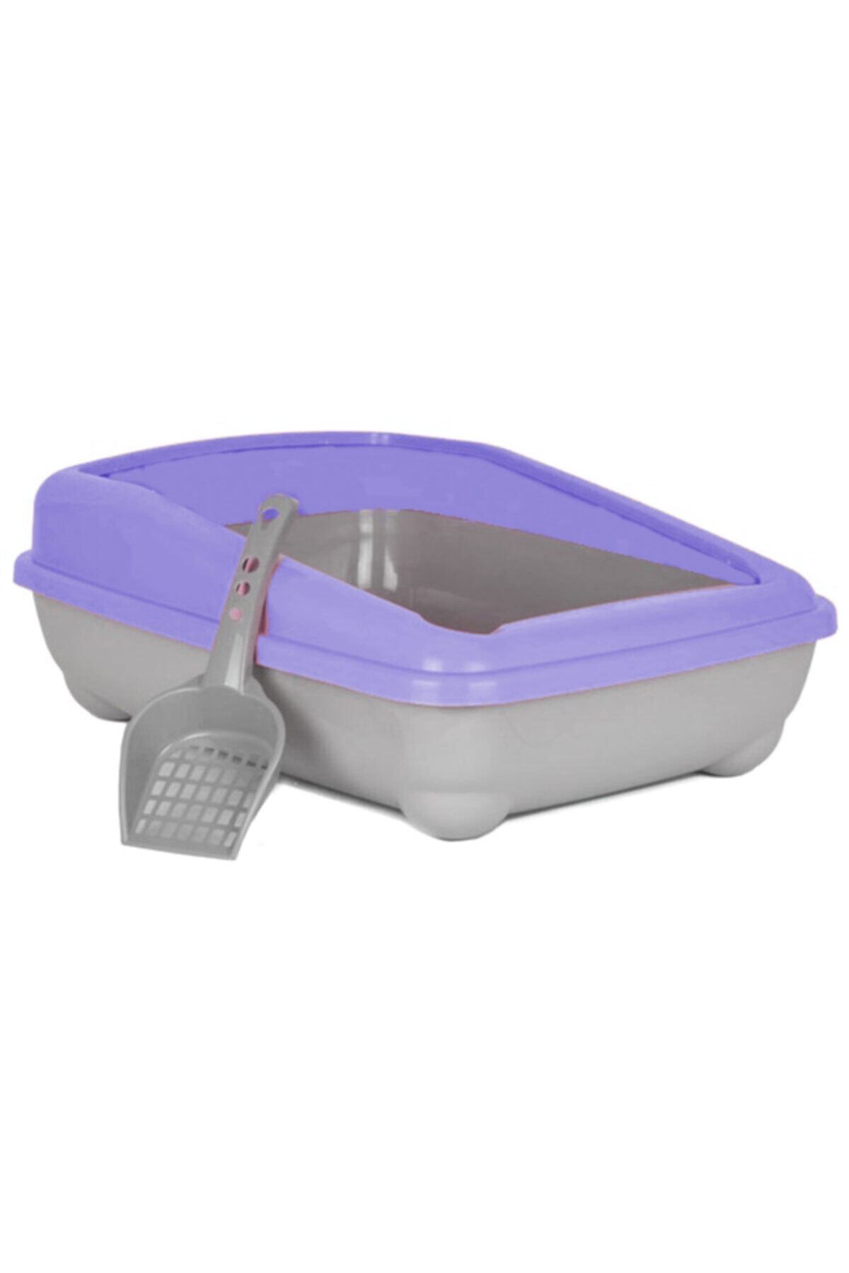 Berrinstore Kedi Tuvalet Kum Kabı 50/37/13.5 Cm Açık Mor + Kürek