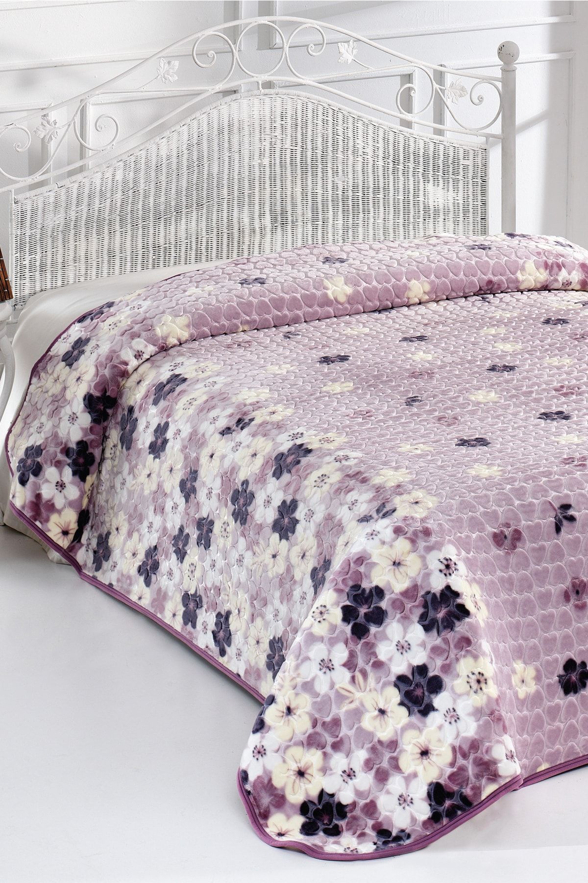 Evlen Home 3.5 Kg Kalın Supersoft Kalite Flower Çift Kişilik Battaniye 220x240 Cm (B01)