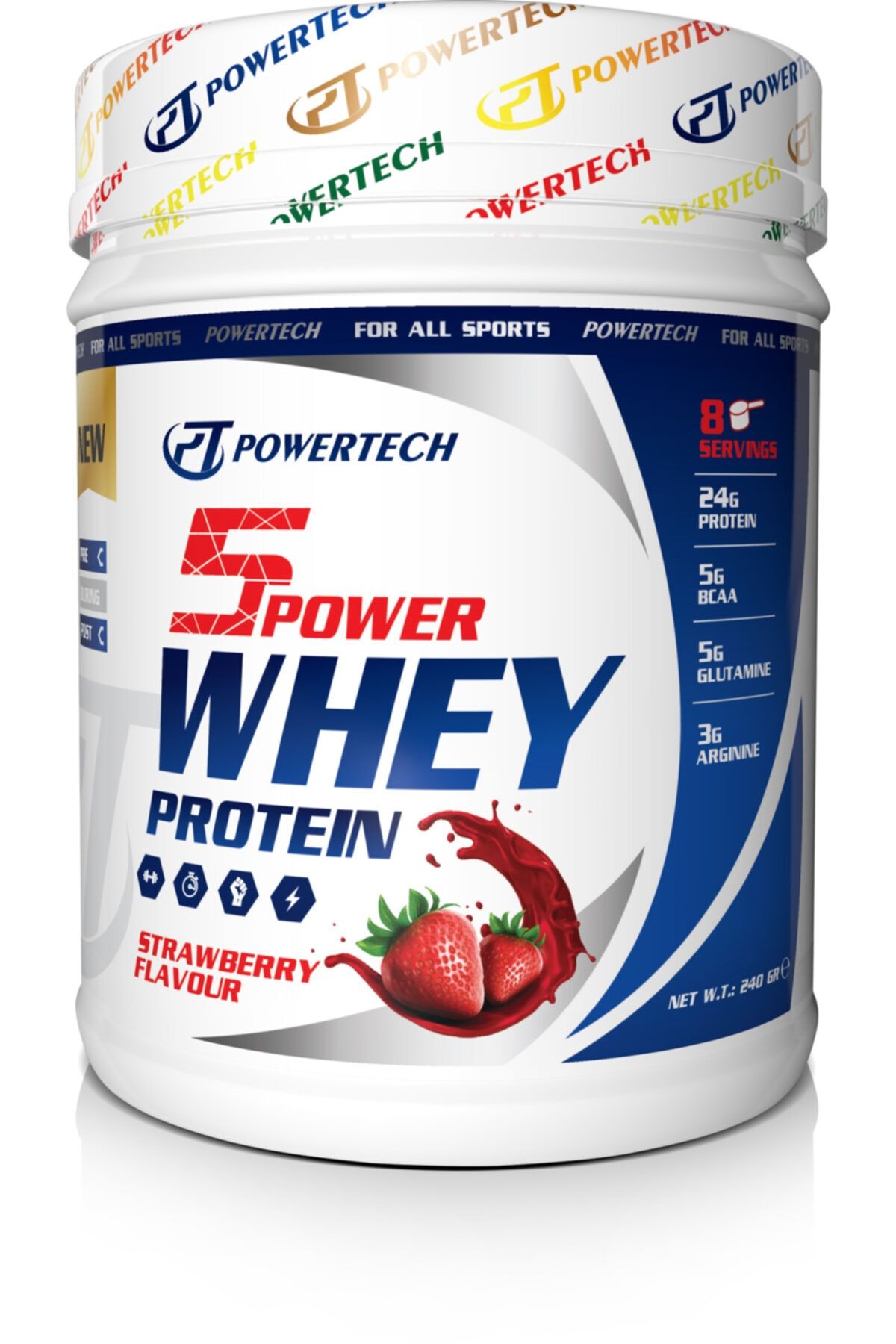 POWERTECH 5power Whey Protein 240 Gr Çilek Aromalı Protein Tozu
