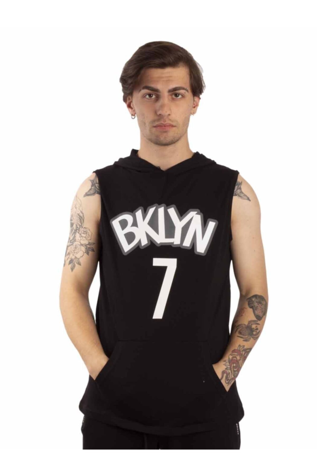 TSHIRT35 Unisex Brooklyn 7 Sıfır Kol Kapşonlu Atlet