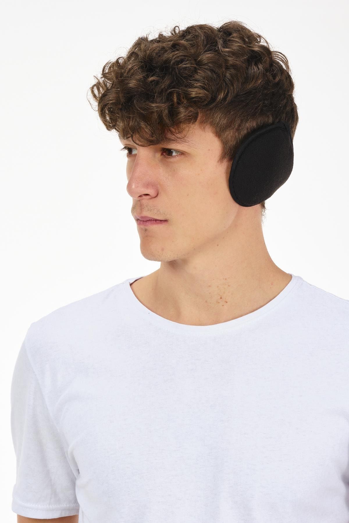 NAP Unisex Siyah Ense Tipi Polar Kışlık Kulaklık Soğuk Koruyucu
