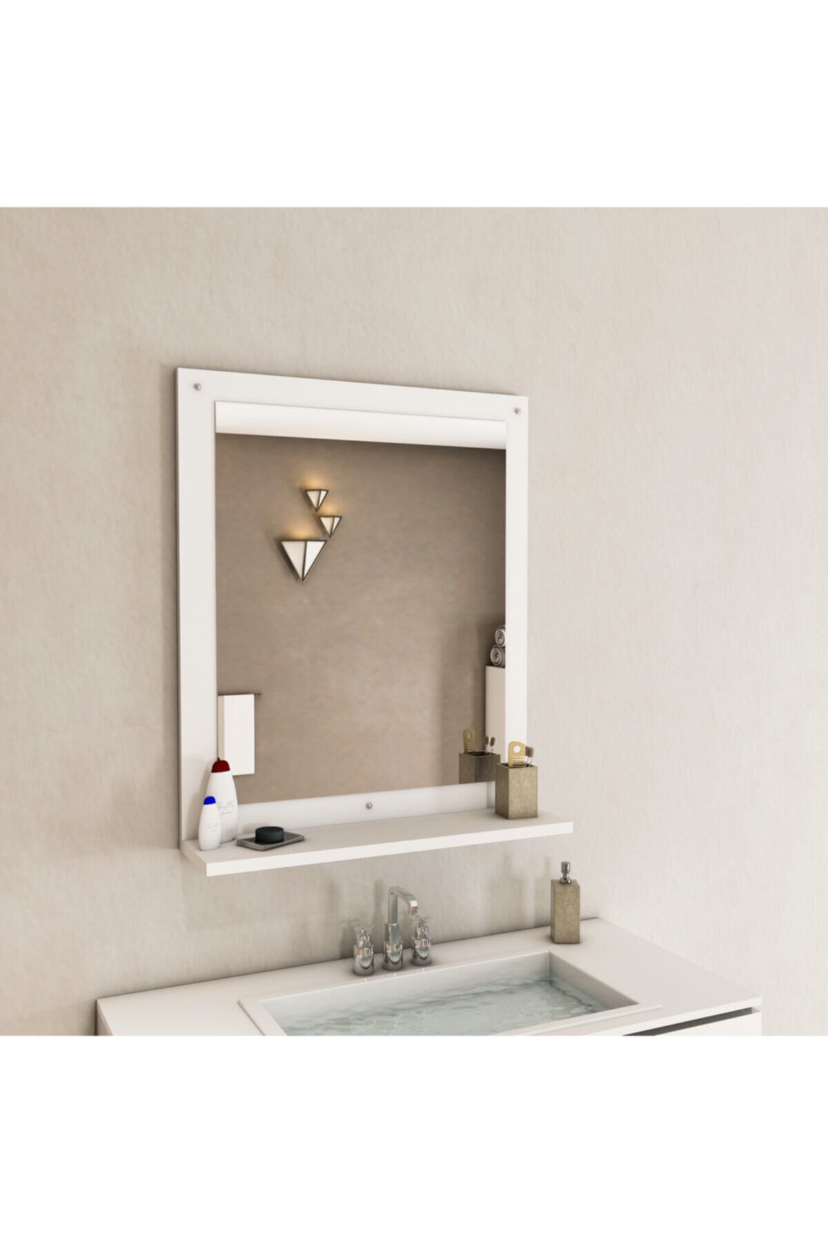 ARNETTİ Aras Etajer Aynalı Banyo Dolabı Beyaz 72x60x15 Kolay Kurulum