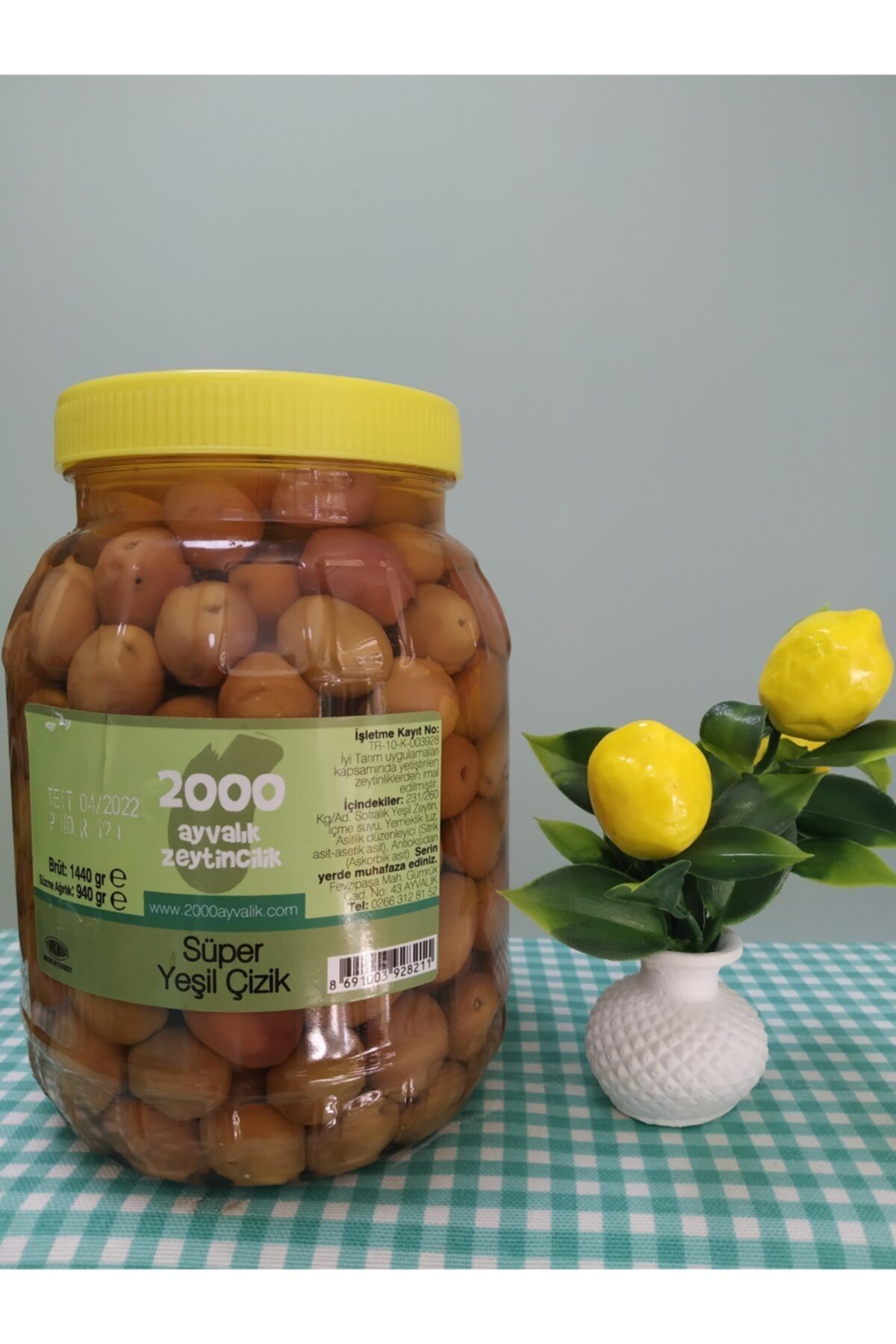 2000 AYVALIK ZEYTİNCİLİK Süper Çizik Yeşil Zeytin 940 gr