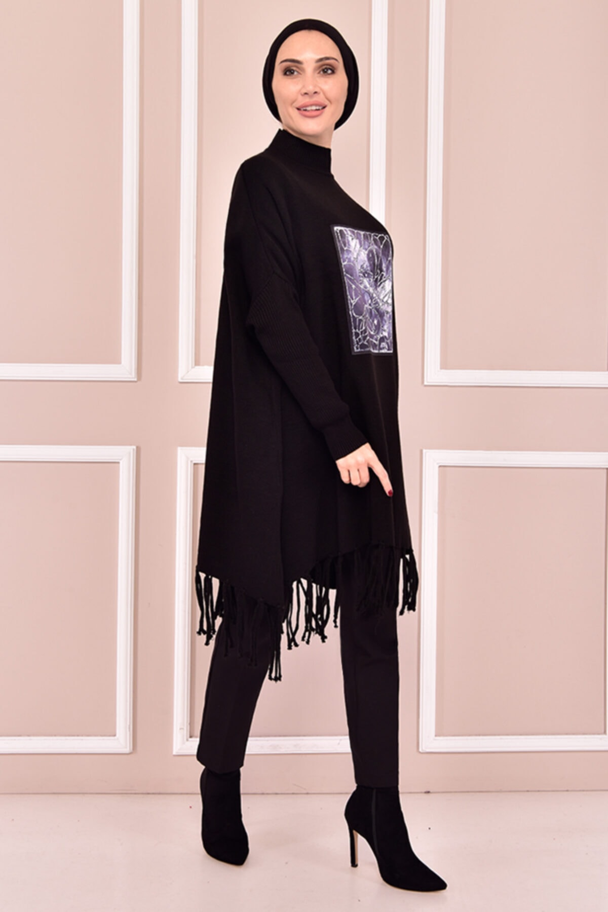 ModaMerve Triko Panço Siyah Klc9323