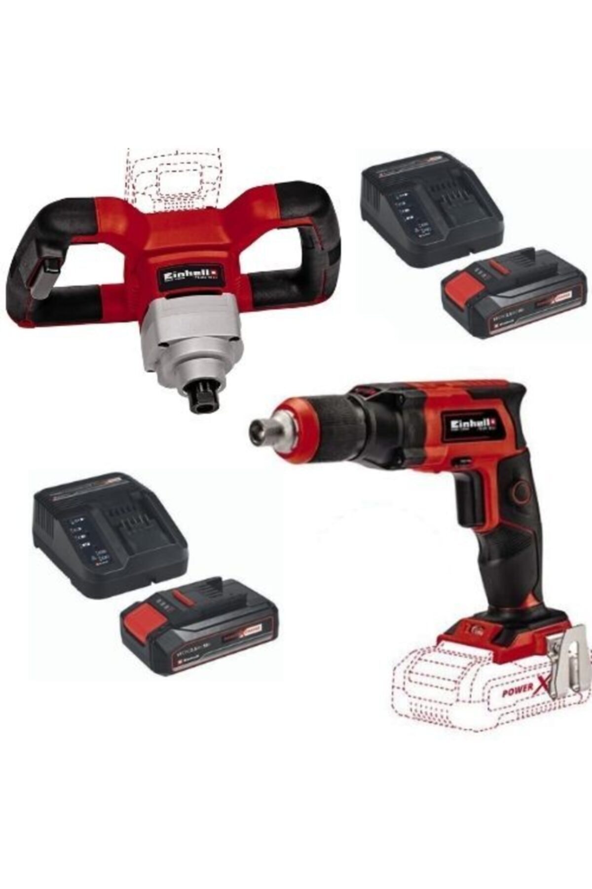 Einhell Te-mx 18 Li Akülü Karıştırıcı Te-dy 18 Li Akülü Alçıpan Vidalama (2x2.5 Ah Starter Kit)