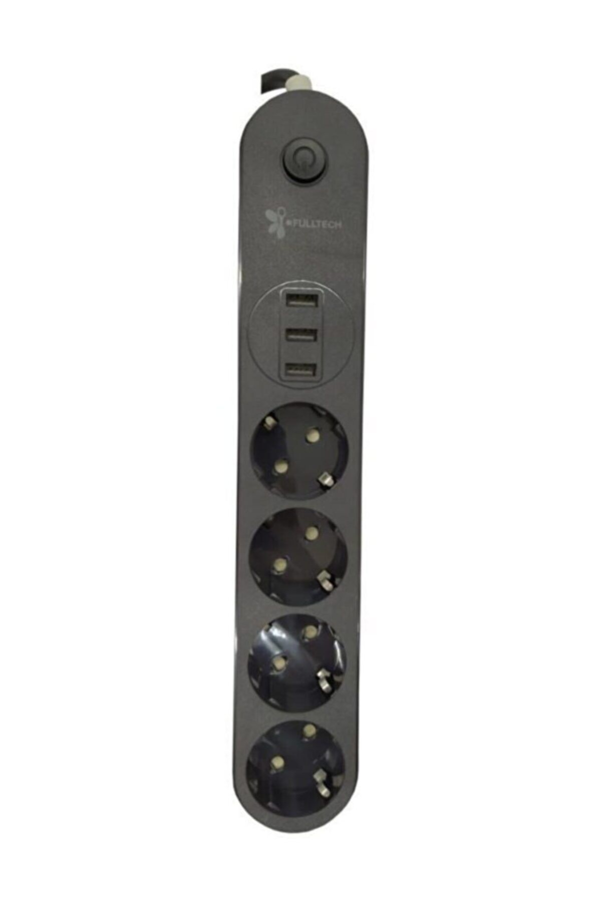 Fulltech 4 Lü Siyah Anahtarlı 3 Usb Li Akım Korumalı Grup Priz 2 M