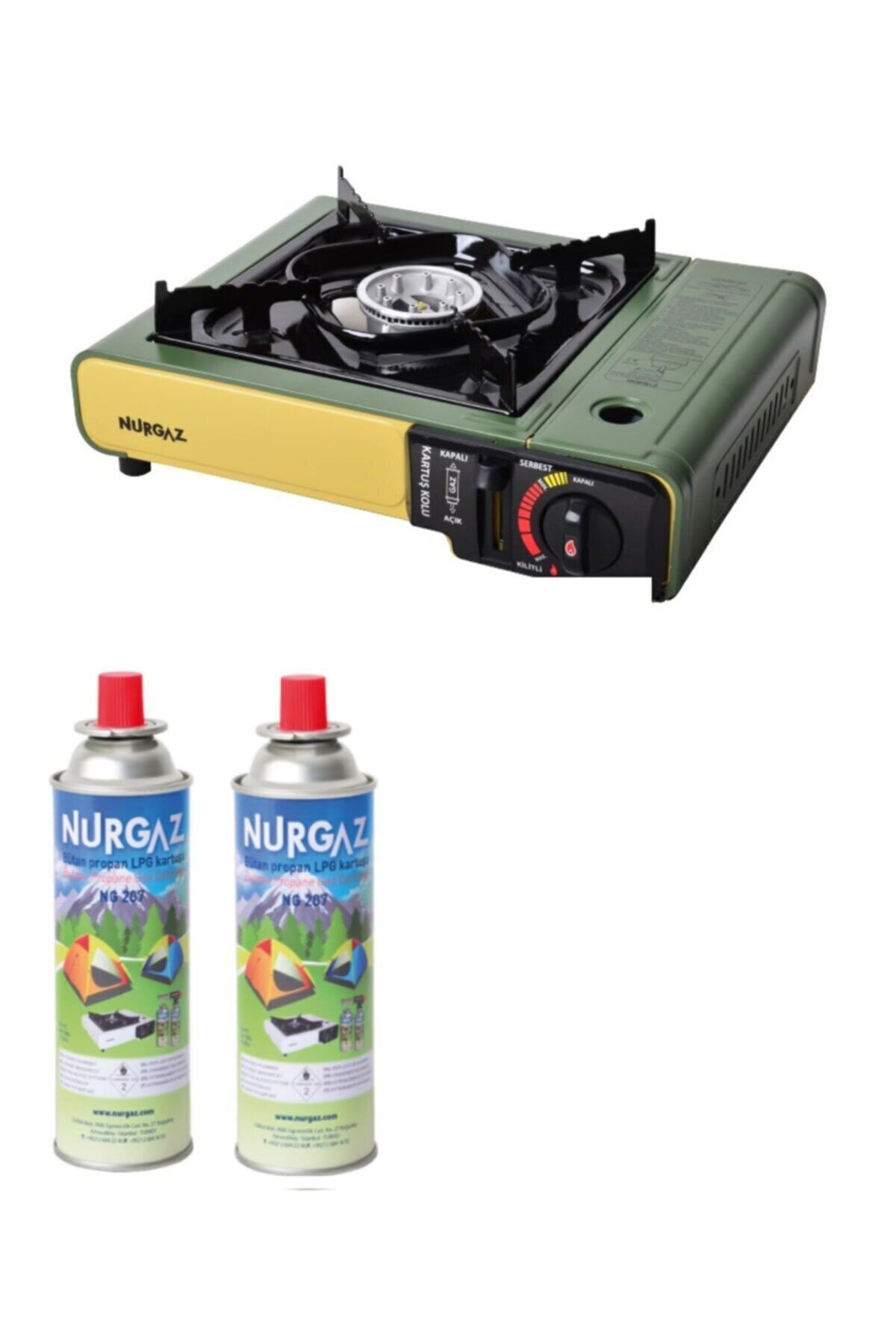 NURGAZ KAMP Nurgaz Portatıf Ocak Haki Renk Ve 2 Adet 220 Gr Kartuş