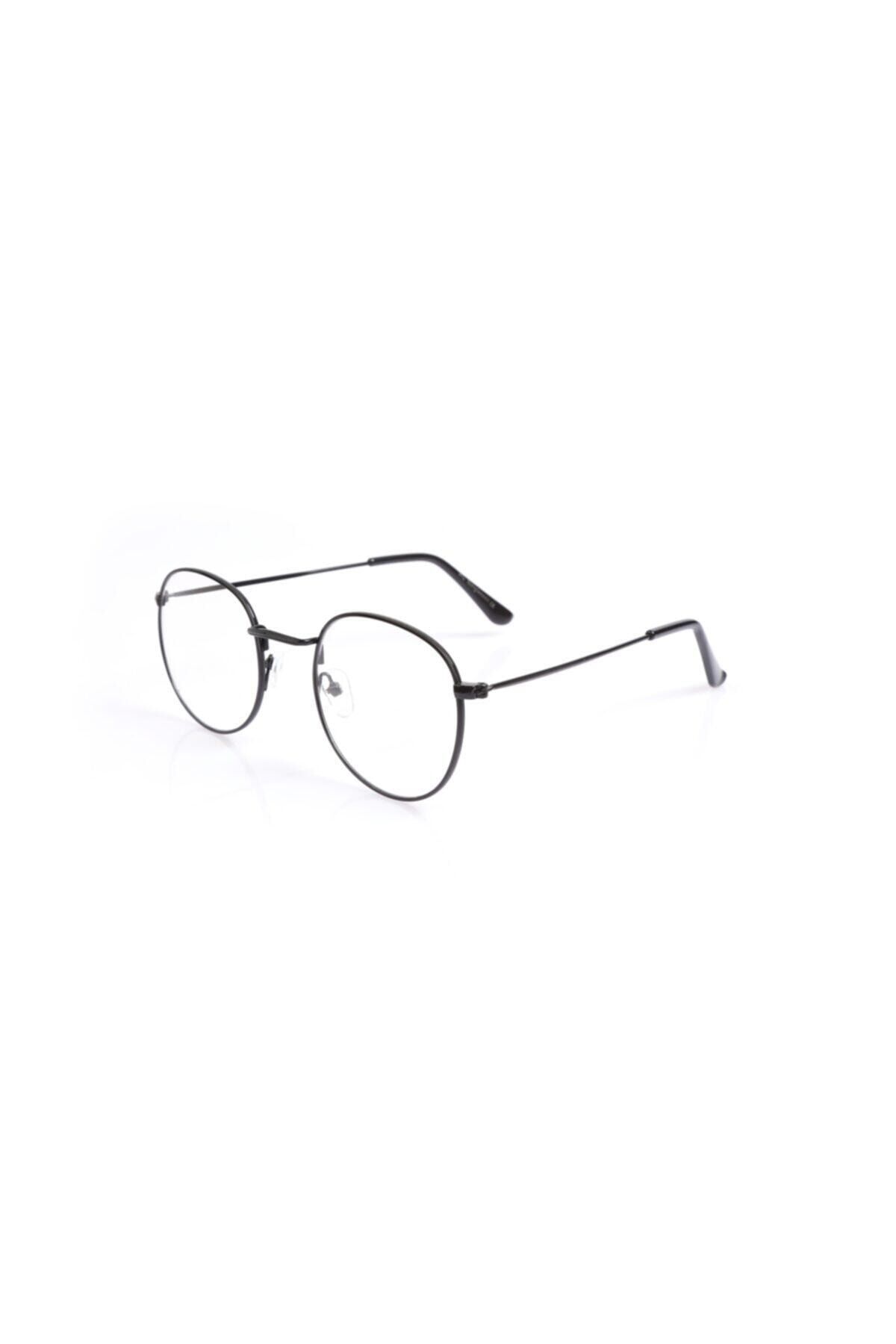 UBK Eyewear Unisex Oval Siyah Çerçeve Şeffaf Gözlüğü