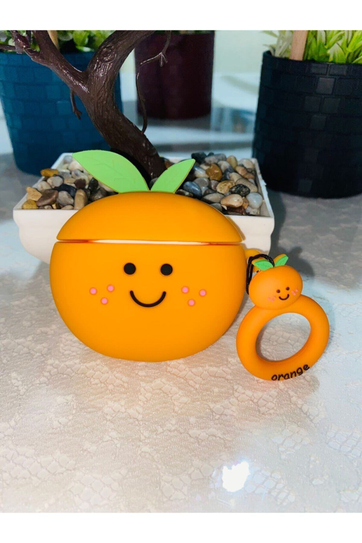 HomeFuture Airpods 1 Ve 2 Uyumlu Dekoratif Şeftali Meyve Sebze Tatlı Şekilli Turunuc Airpods 1 Ve 2 Kılıf