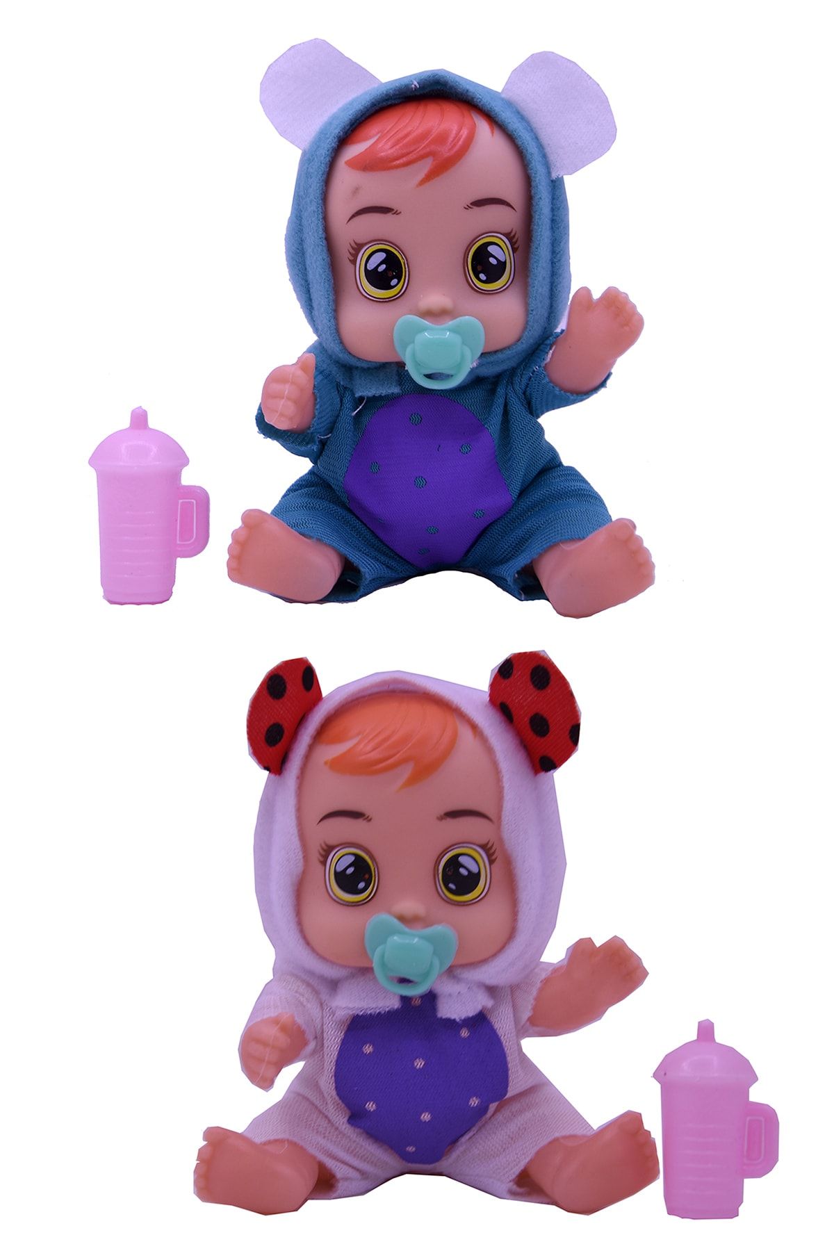 Cry Babies 2li Set Ağlayan Bebekler Sessiz 12cm Kücük Boy Ve Hediye Cüzdan