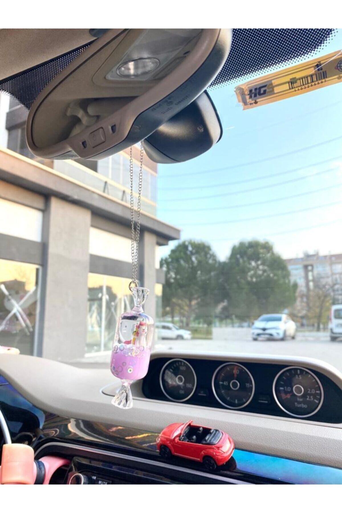 S&E TASARIM Otomobil Dikiz Süsü Dikiz Aynası Süsü Şeker Lila Hareketli Sihiri Balık,oto Anahtarlık,koku Set