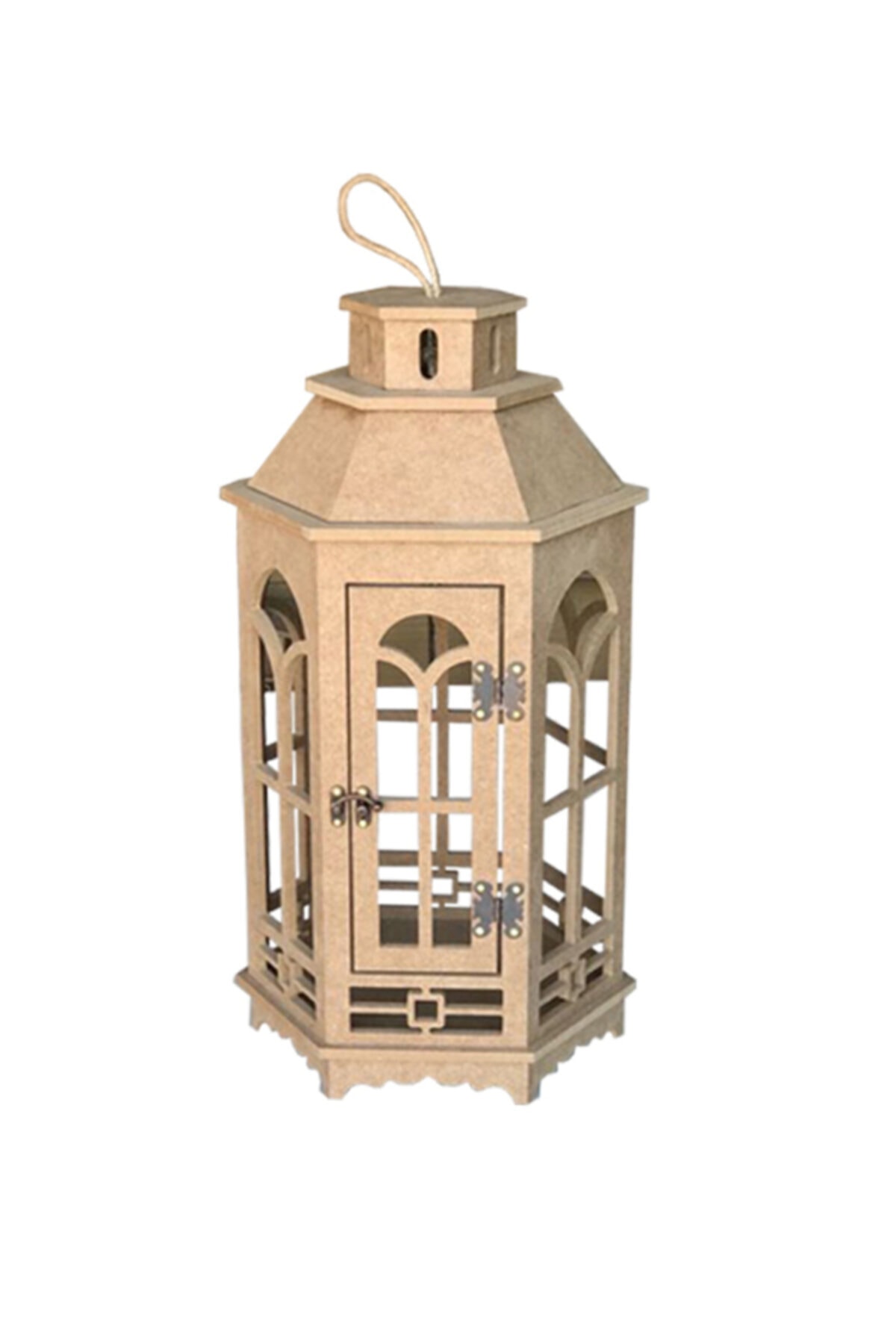 Özka Hobi Ahşap Ahşap Ham Mdf Boyanabilir Büyük Boy Dekoratif Fener-şamdan-mumluk ( 25x25x57 )