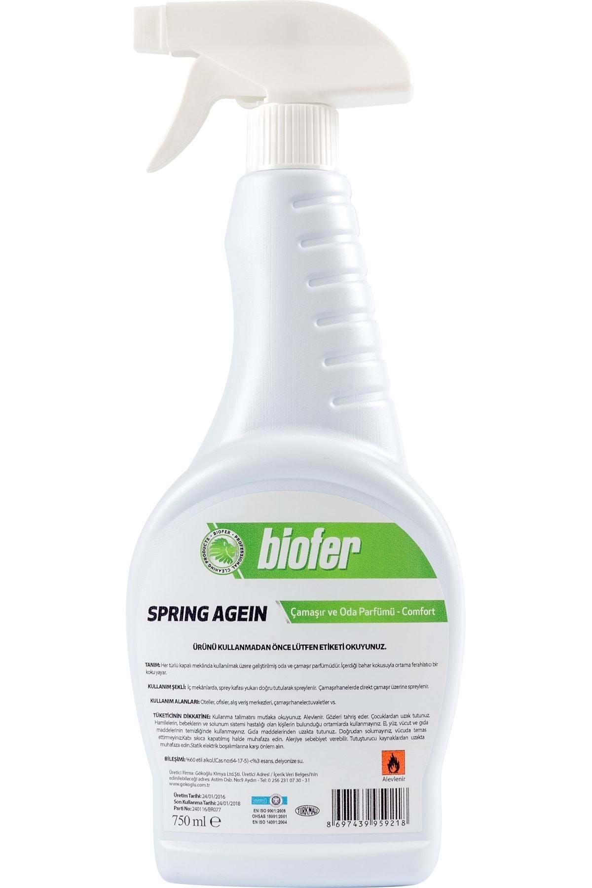 Biofer Spring Agein Çamaşır ve Oda Parfümü 750 ml