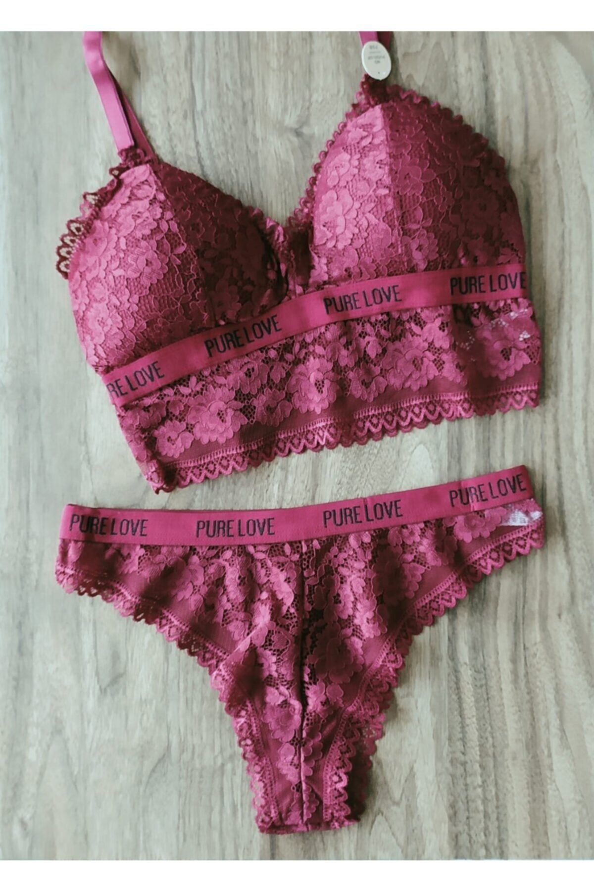 Koza Kadın Bordo Dantelli Bralet Sütyen Takımı