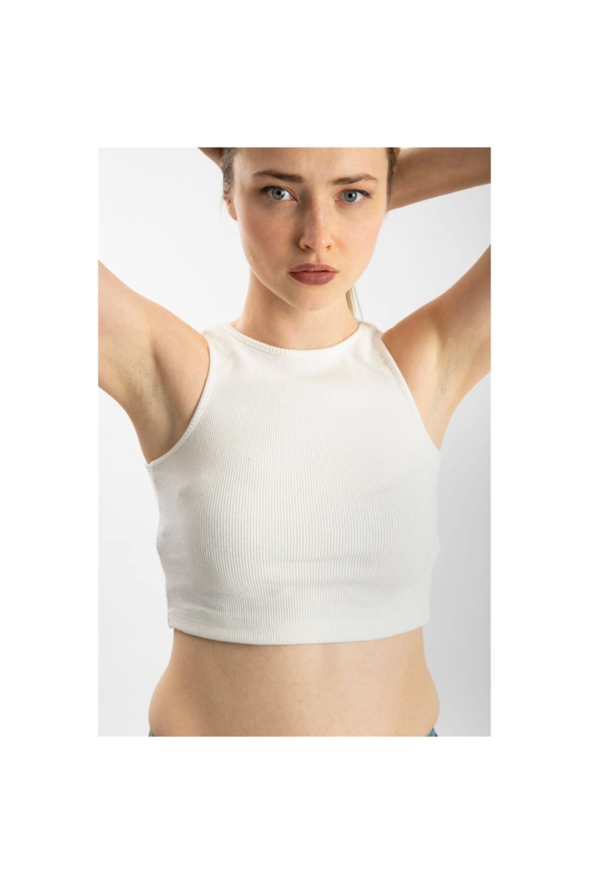 RENNKLİ Fitilli Triko Crop - Ekru