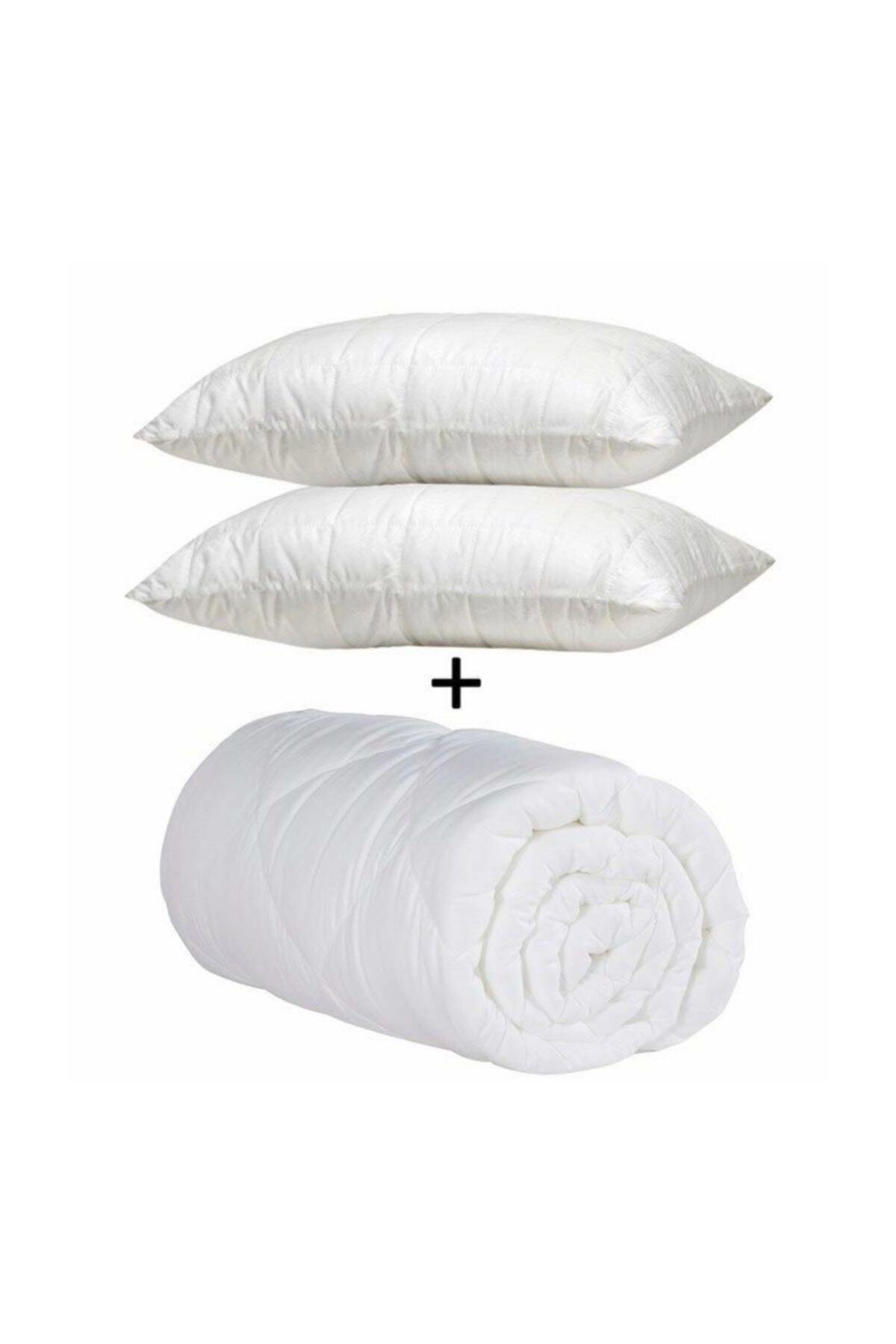 Madame Blue Microfiber Yorgan Seti Çift Kişilik + 2 Adet Silikon Yastık