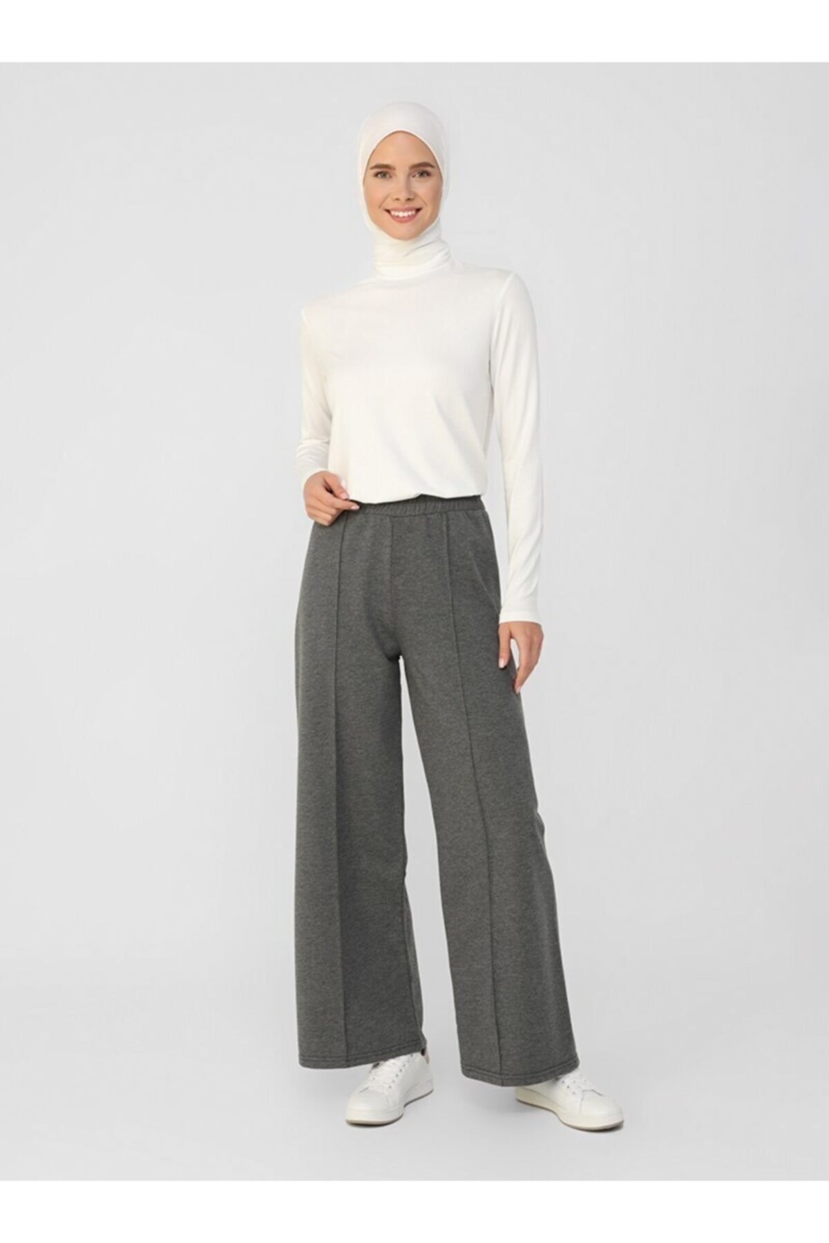 Refka Geniş Paça Eşofman Altı - Antrasit Melanj - Basic