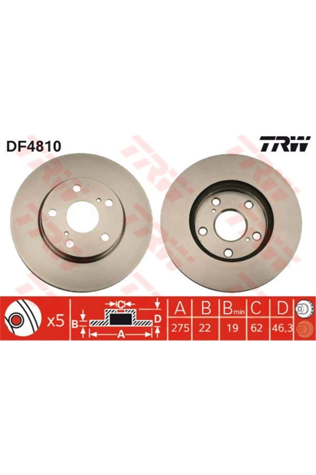 PARCAWORLD Fren Diski Ön . 43512-12670 Japon Corolla (e15) 07-12 1.33:1.6 Trw Trw Df4810