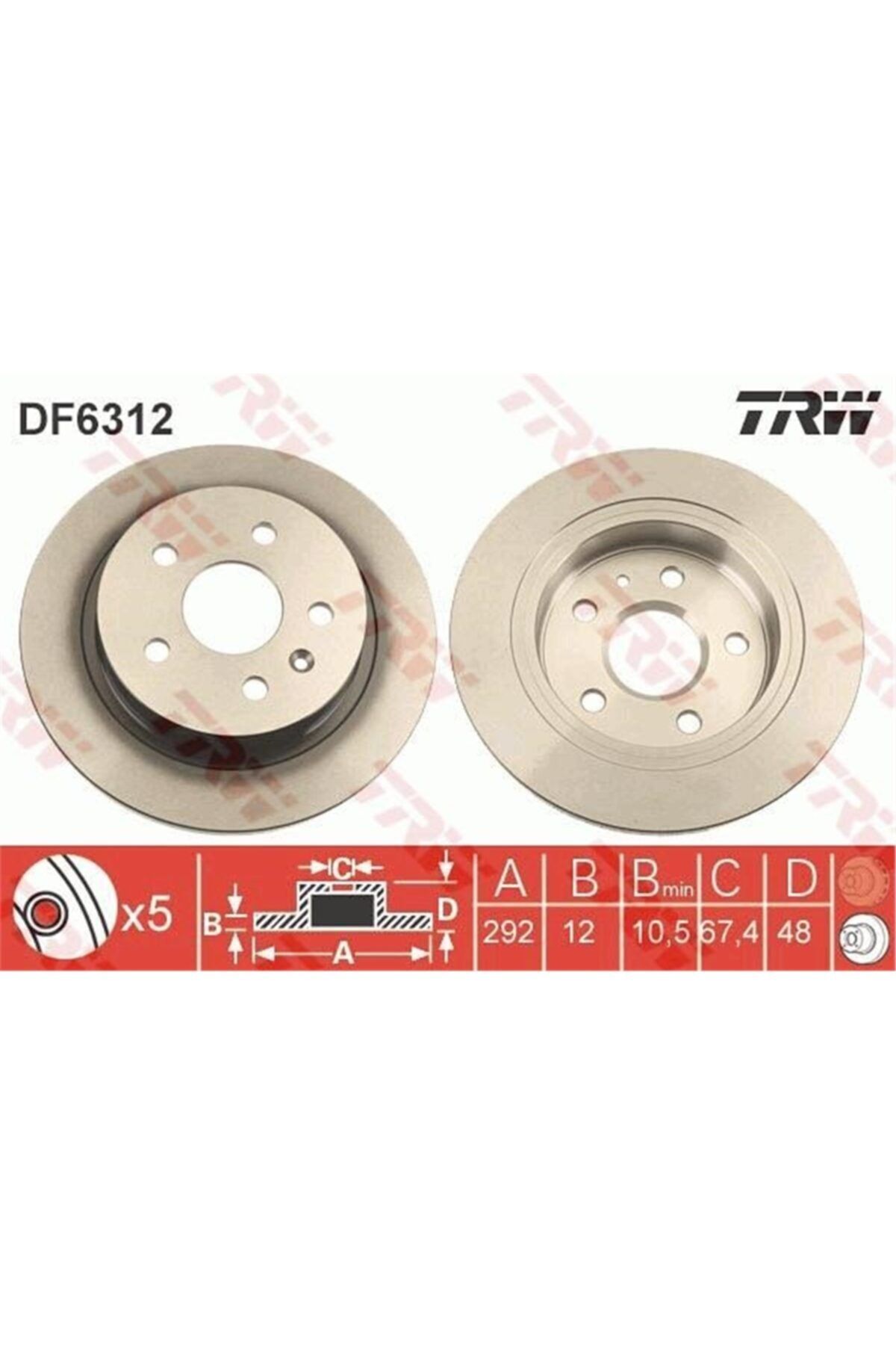 PARCAWORLD Fren Diski Arka Takım 16 Inch 292mm 569127 Opel Insıgnıa A 09- A16xer Trw Trw Df6312