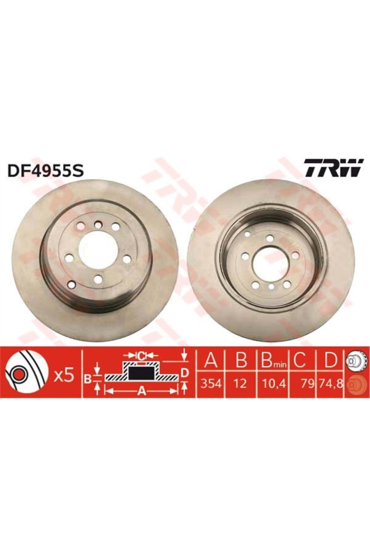 PARCAWORLD Fren Diski Arka Takım Sdb000211 Bmw Land Rover Range Rover Iıı 02-12 3.0td-4.2-4.4 Trw Trw Df4955s