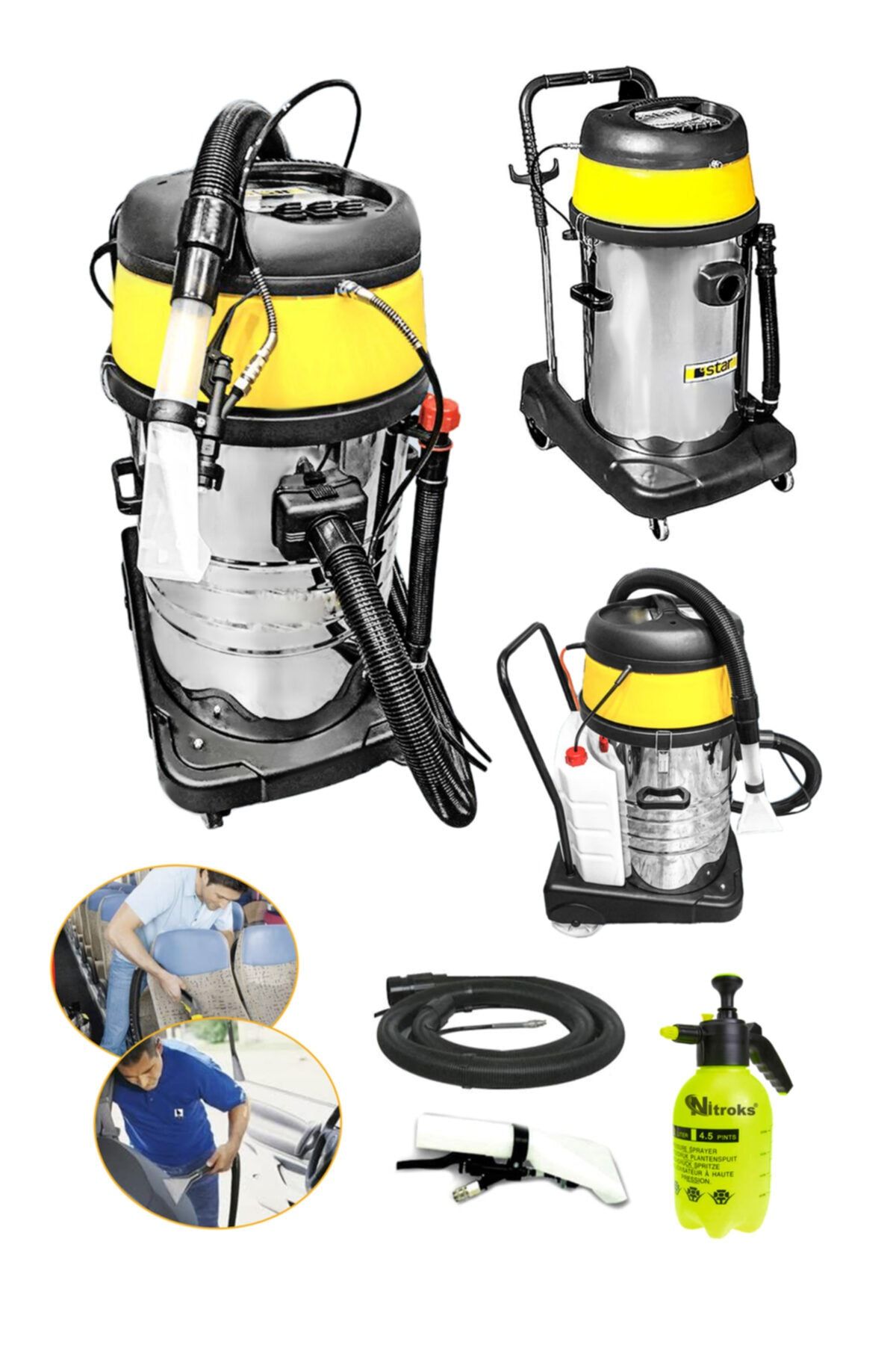 StarWash Star Wash Profesyonel En Çok Tercih Edilen Yüksek Kalite 3 Motorlu Halı Ve Koltuk Yıkama Makinası
